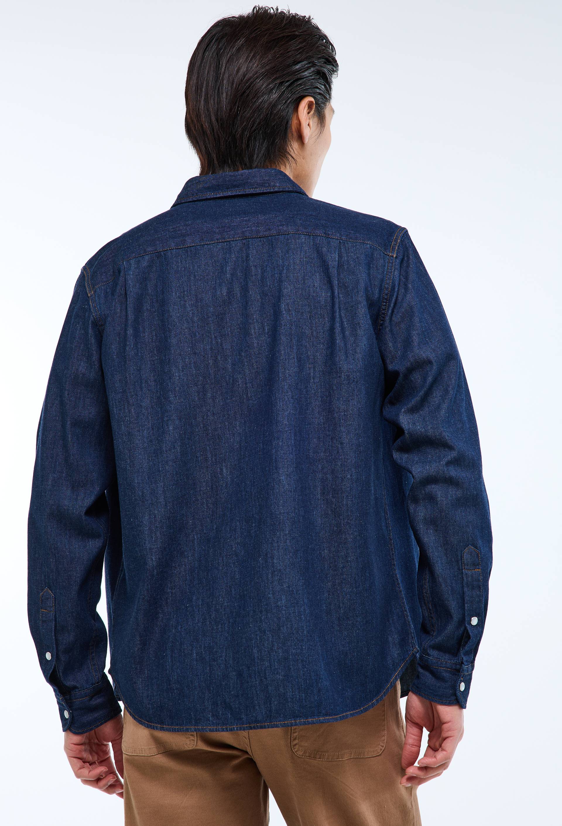 Chemise en jean manches longues en coton bio GOTS, Bleu fonc&eacute;, large image number 2