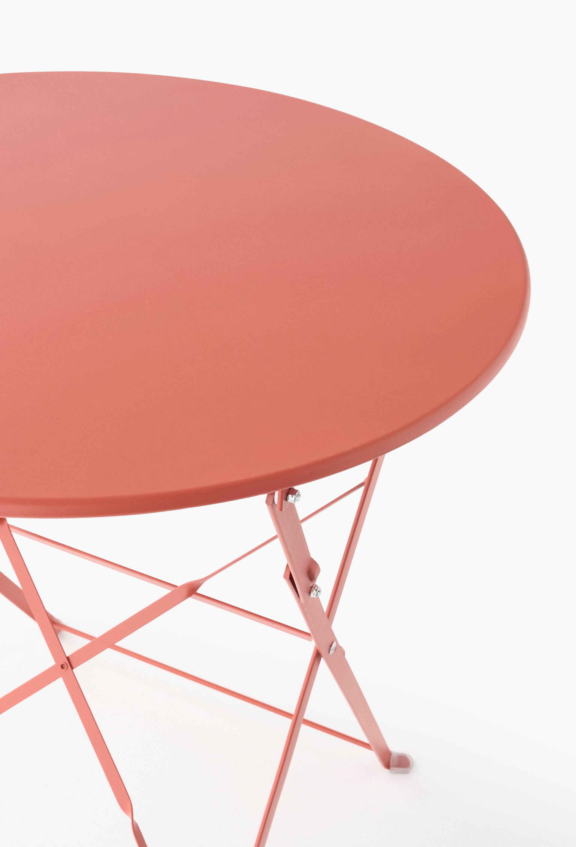 Table ronde, D60xH70cm, en m&eacute;tal, Rouge fonc&eacute;, large image number 1.0
