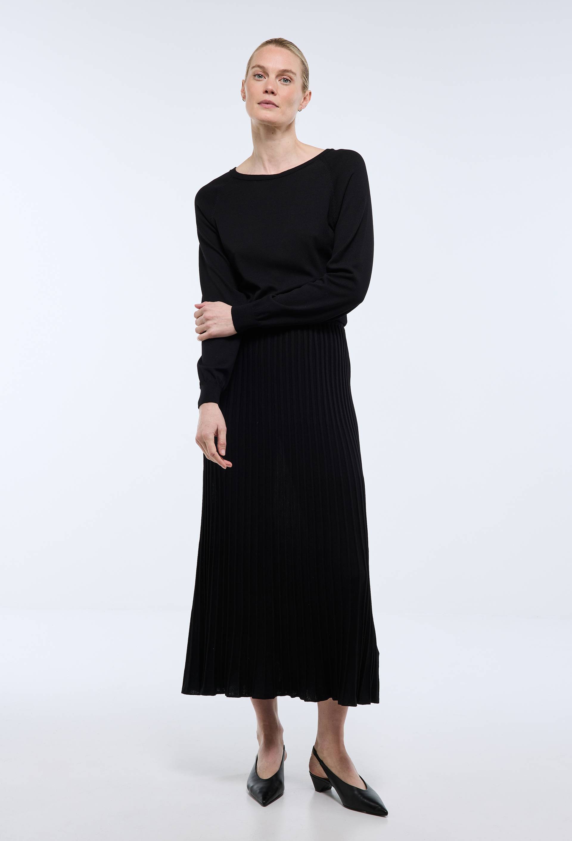 Robe en maille manches longues, Noir, large image number 0