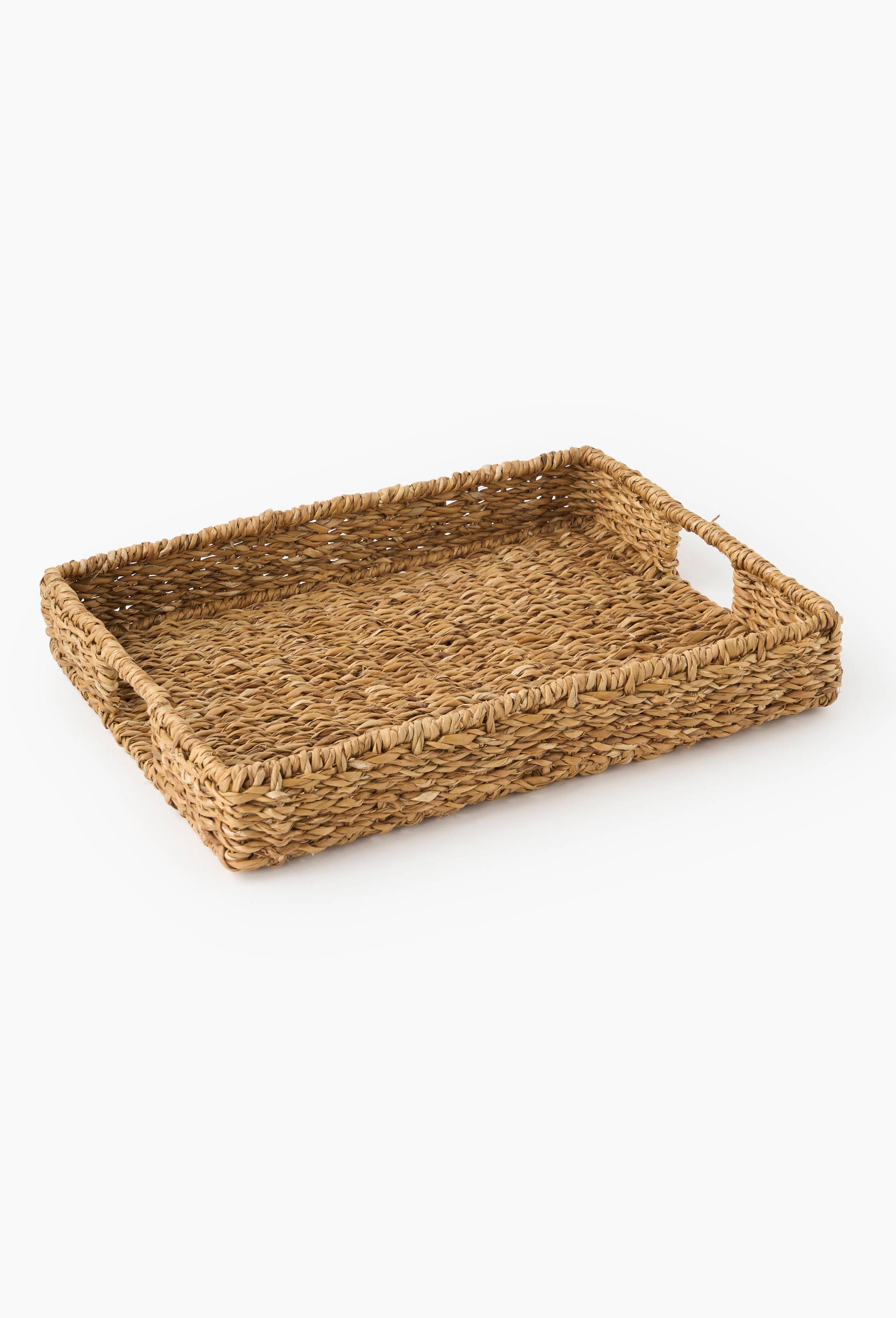 Plateau rectangulaire, 40x30xH7cm, en jonc de mer, Beige clair, large image number 0.0