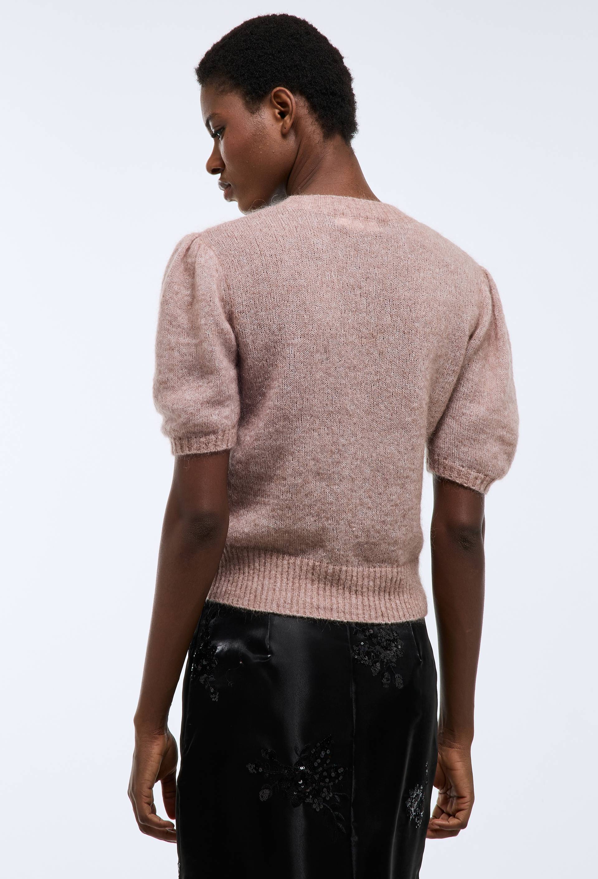 Pull &agrave; manches coudes contenant du mohair, Beige, large image number 1