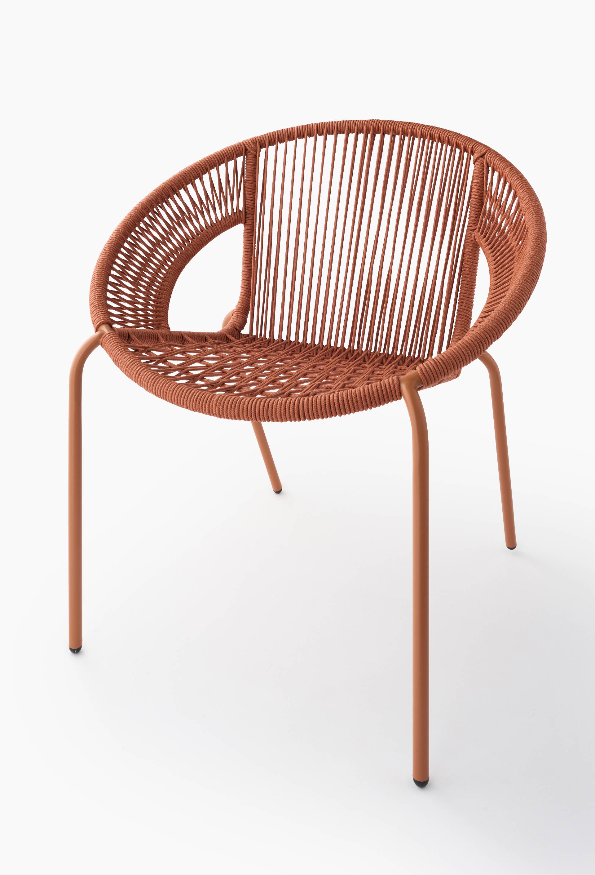 Fauteuil cordes, :  69x64xH76 cm, en m&eacute;tal et polyester, Rouge fonc&eacute;, large image number 0.0