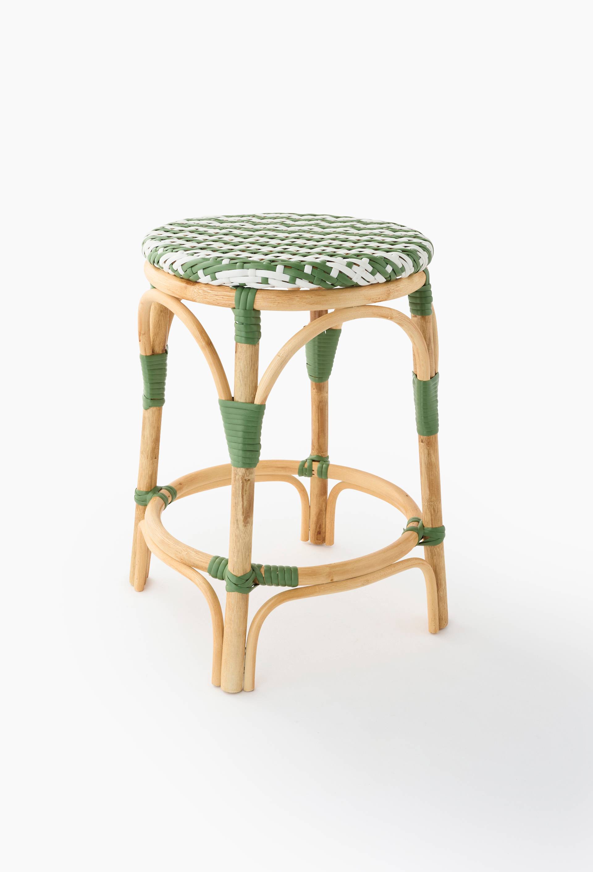 Tabouret bistrot, 42xH47cm, en rotin et plastique, Vert clair, large image number 0