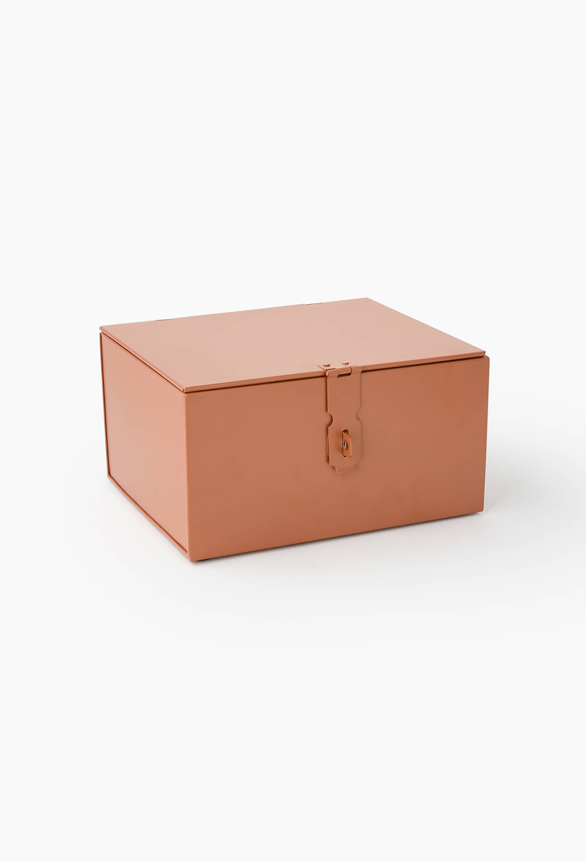 Malle de rangement, 25x21x13cm, en m&eacute;tal, Brun, large image number 0