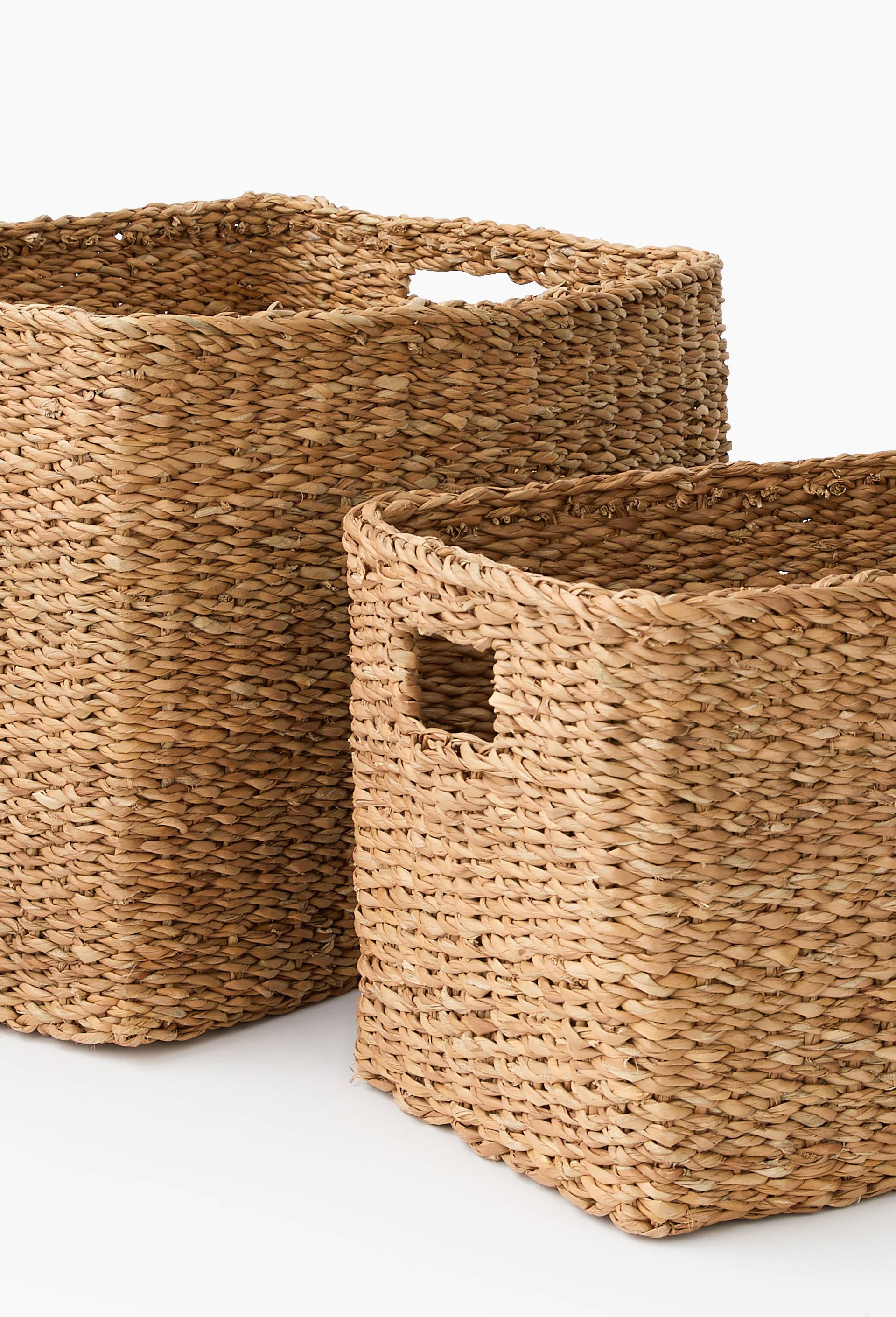 Panier rectangle anses, en jonc de mer, Beige clair, large image number 1.0