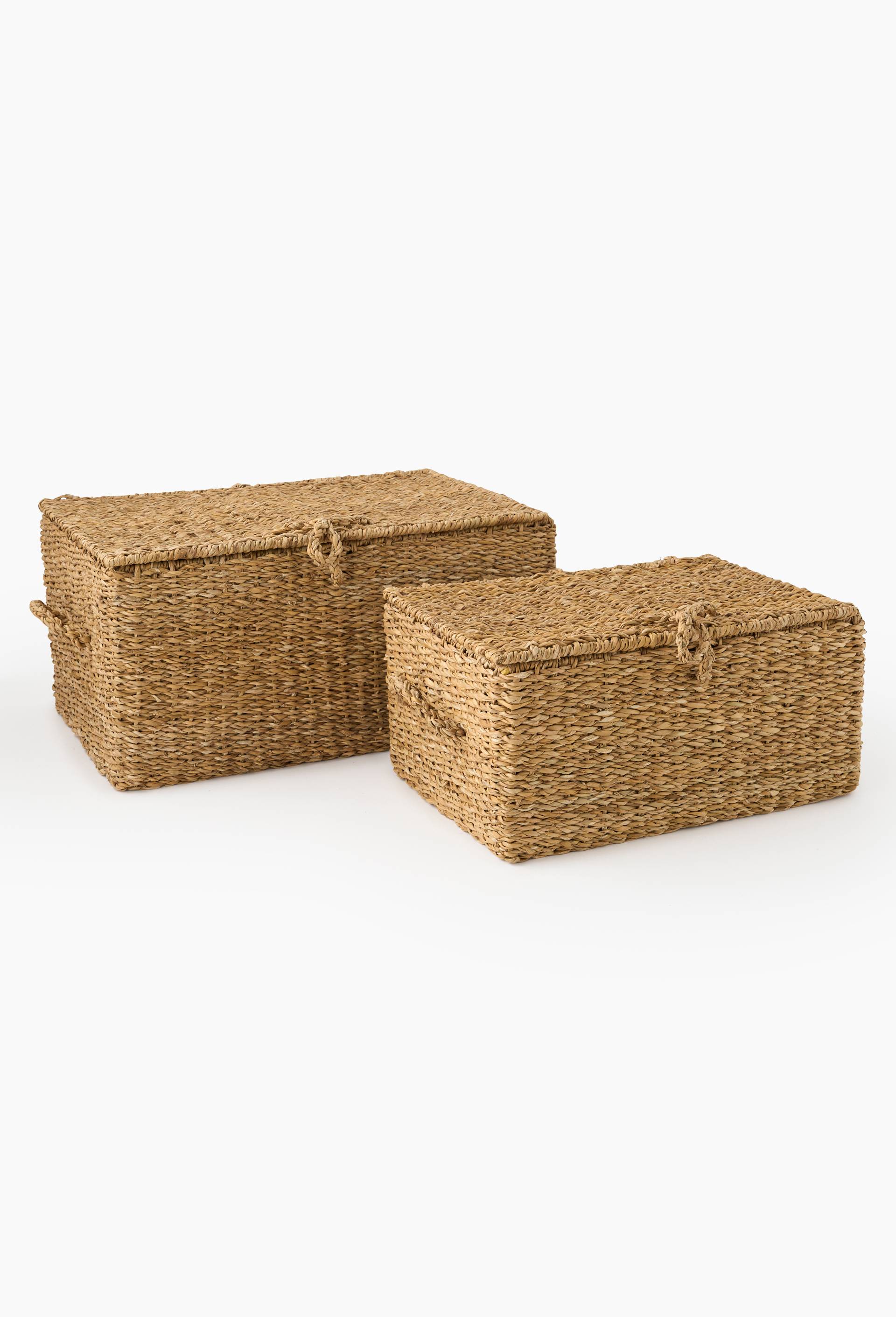 Coffre rectangle, en jonc de mer, Beige clair, large image number 0.0