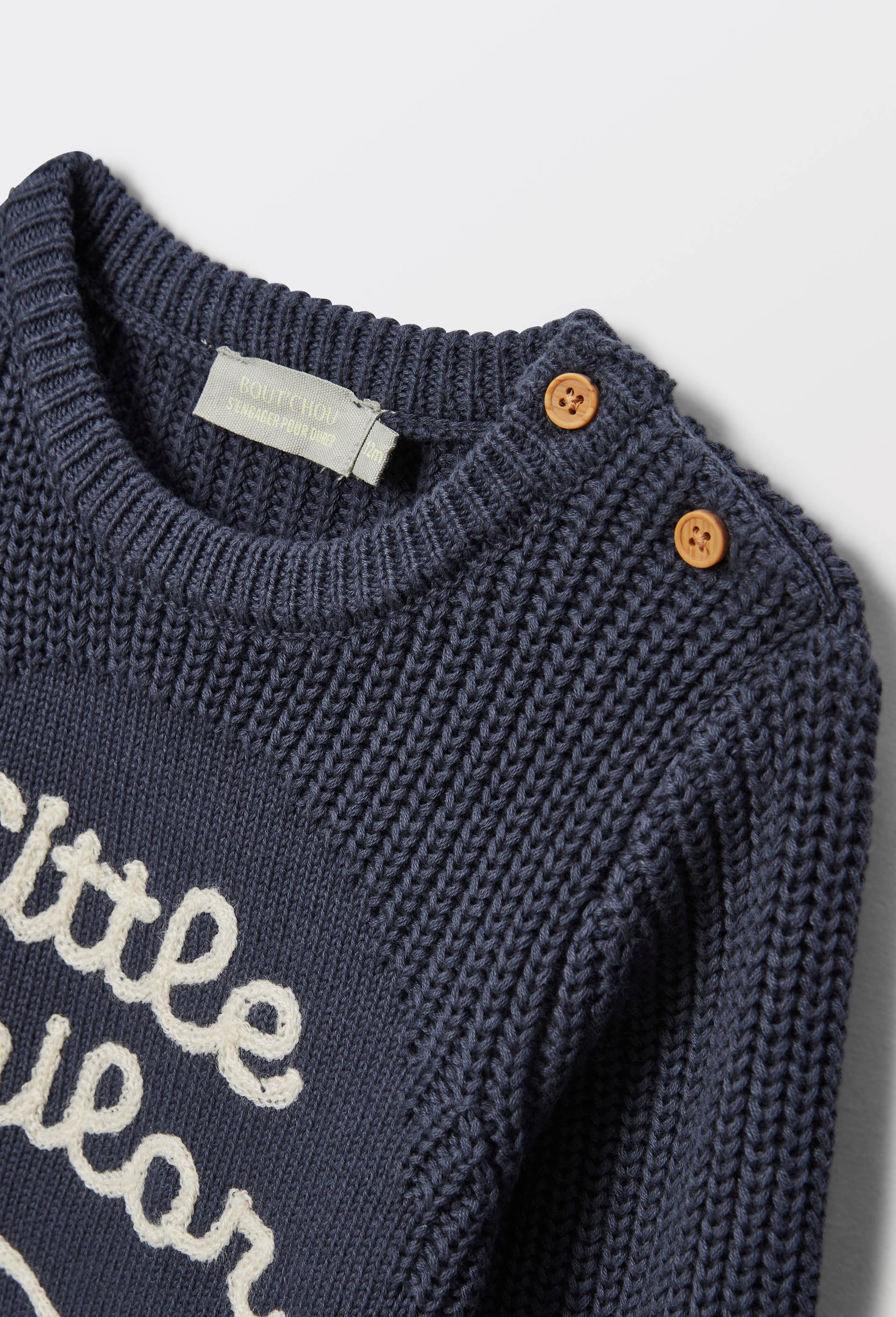 Pull imprim&eacute; en coton, Bleu fonc&eacute;, large image number 4
