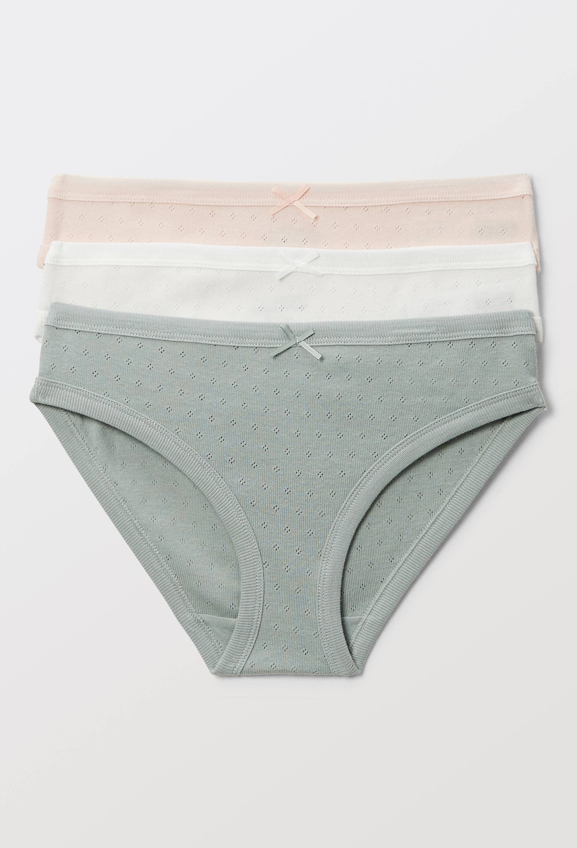 Lot de 3 culottes pointelle en coton BIO, Vert fonc&eacute;, large image number 0