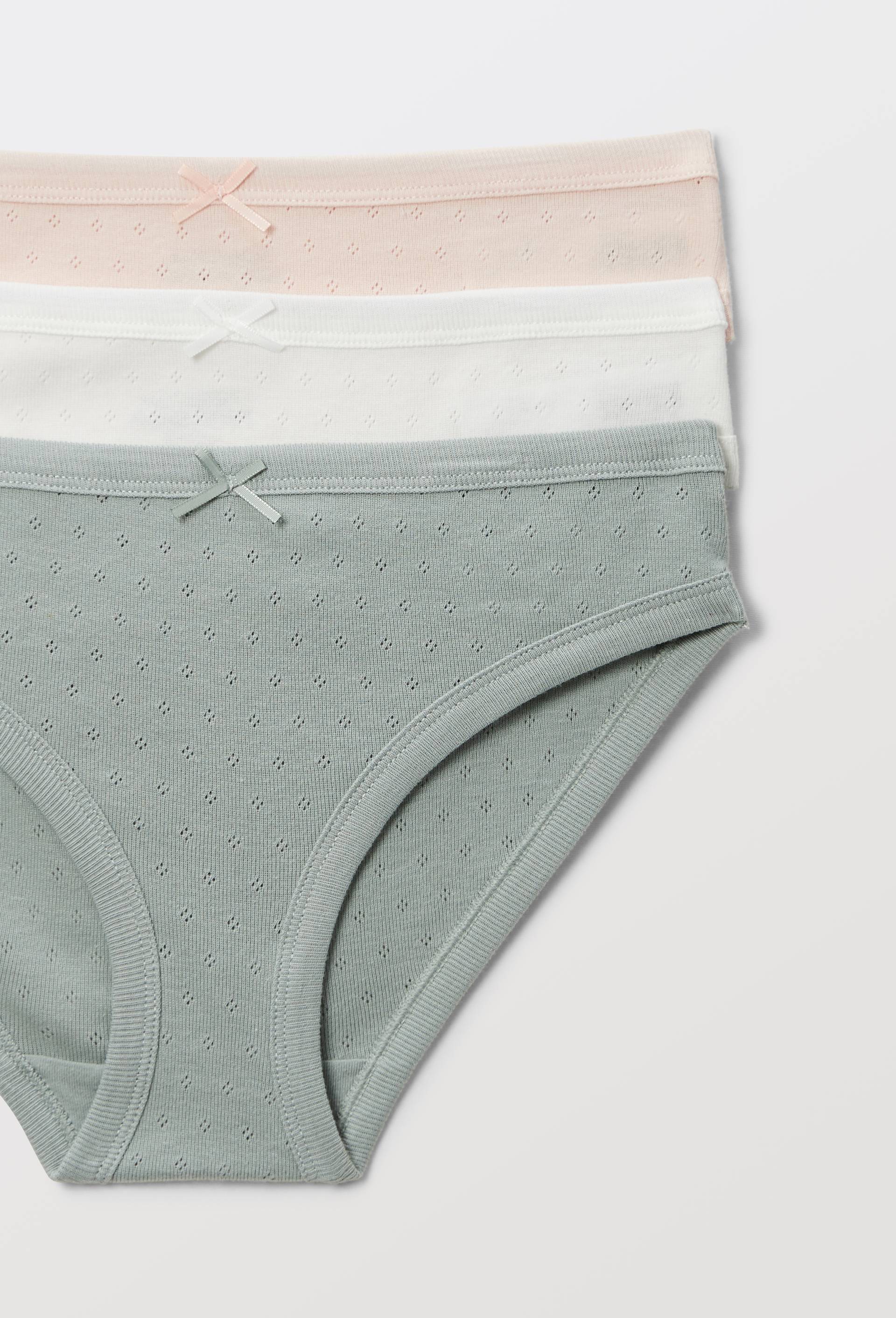Lot de 3 culottes pointelle en coton BIO, Vert fonc&eacute;, large image number 2.0