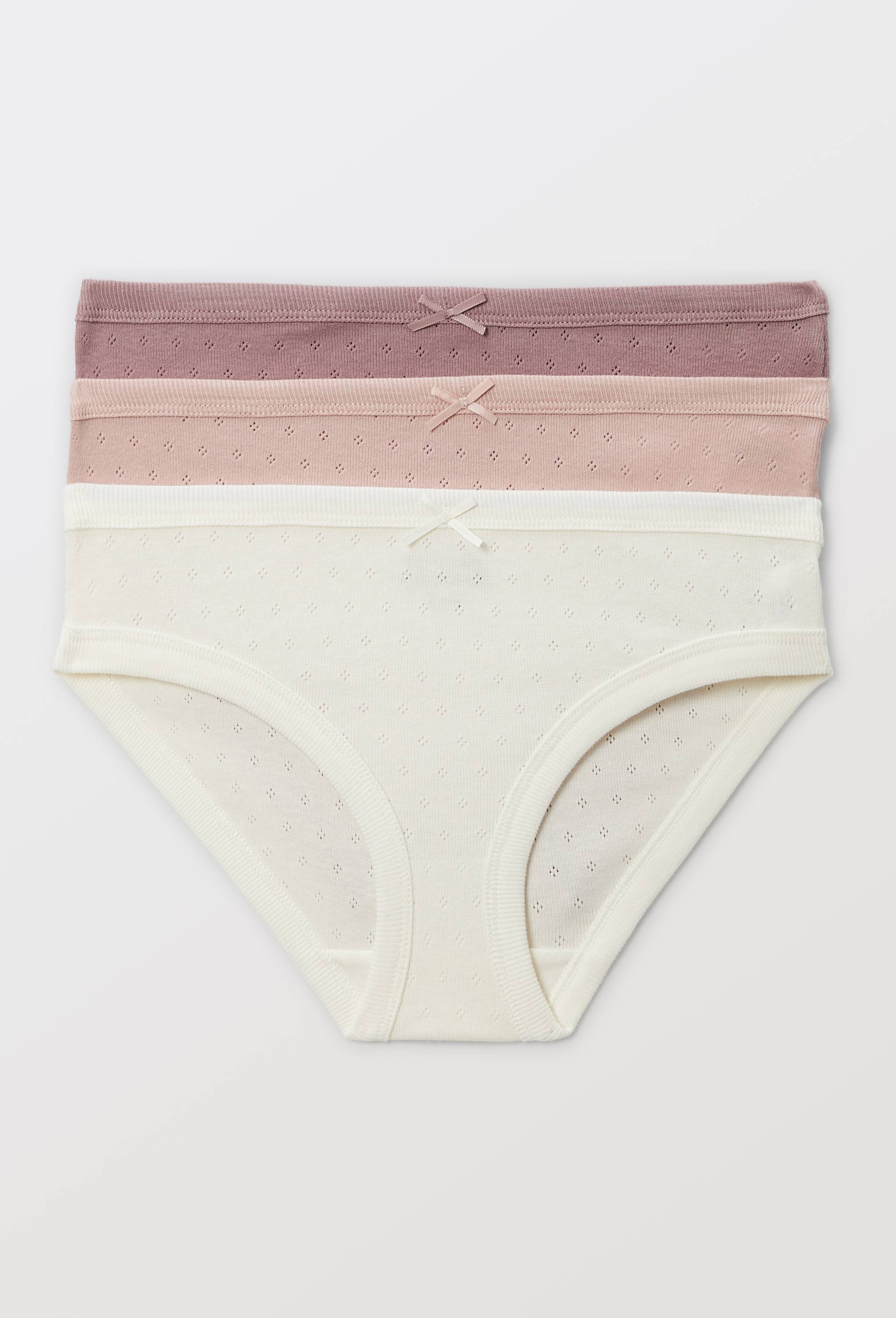Lot de 3 culottes pointelle en coton BIO, Rose clair, large image number 0