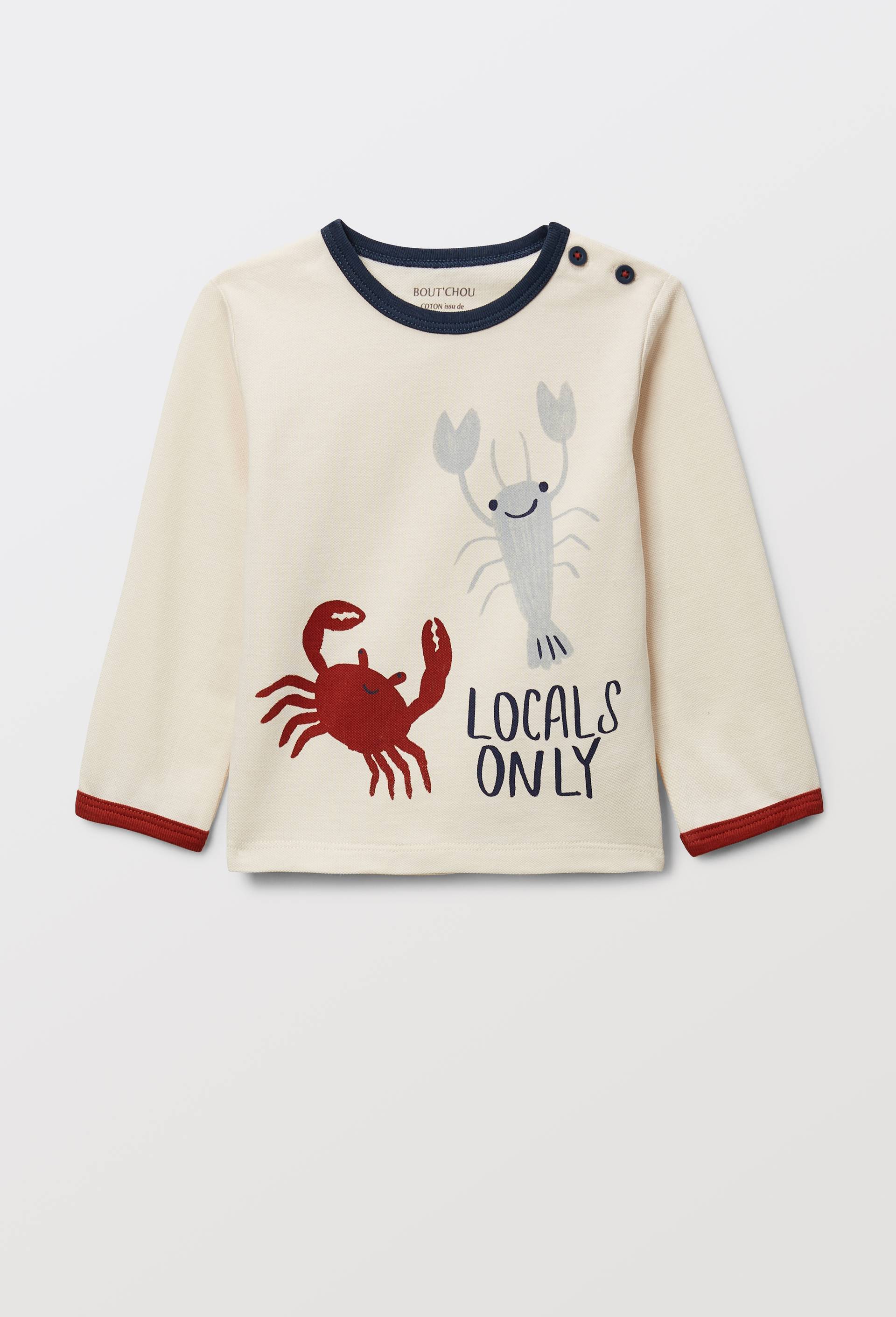 T-shirt manches longues imprim&eacute; en coton BIO GOTS, Beige clair, large image number 1.0