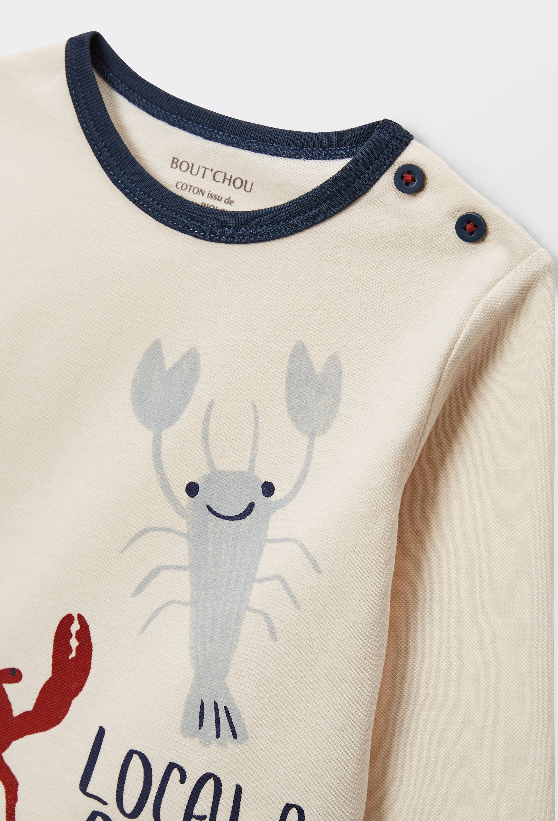T-shirt manches longues imprim&eacute; en coton BIO GOTS, Beige clair, large image number 3.0