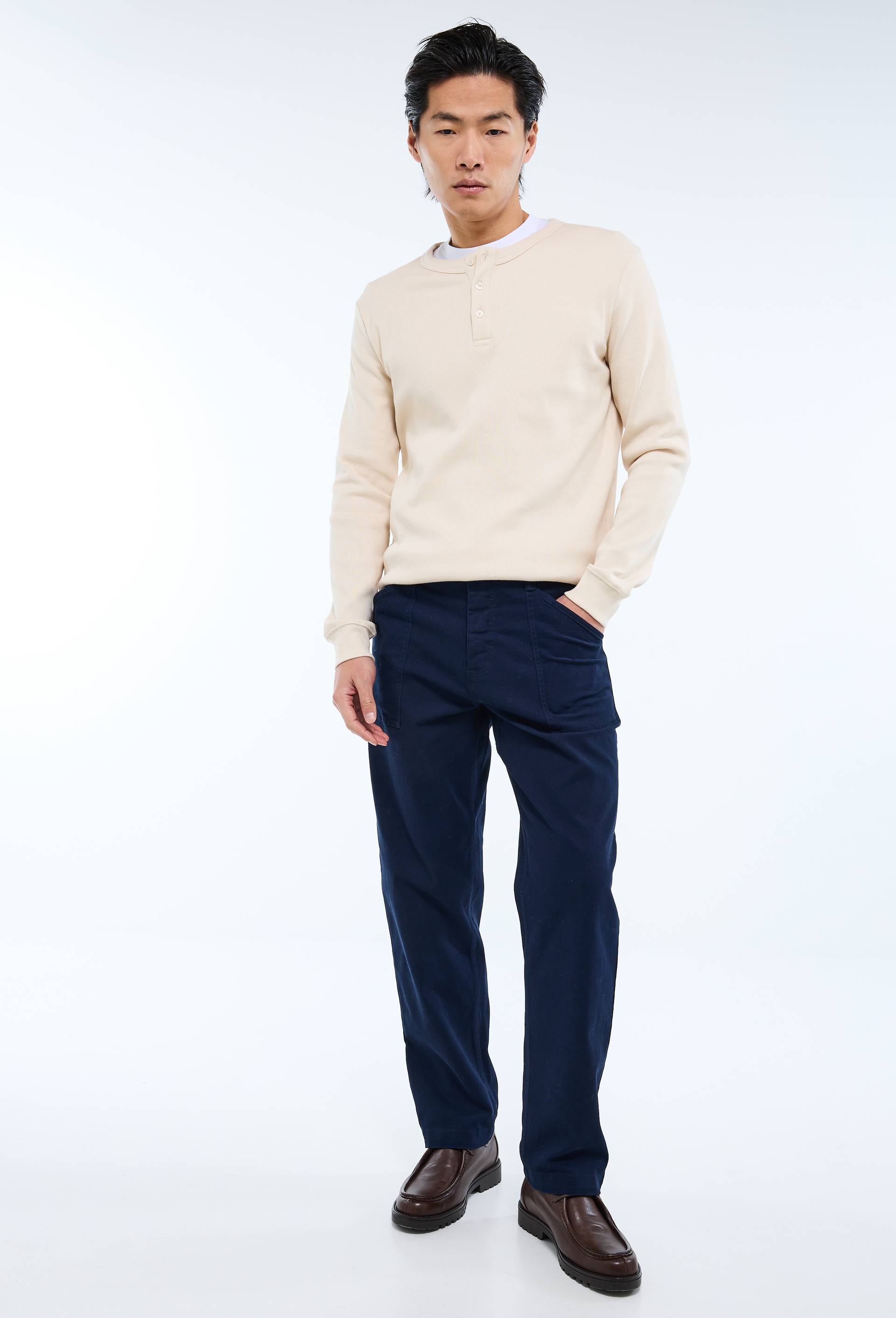 Pantalon en coton BIO GOTS, Bleu fonc&eacute;, swatch image