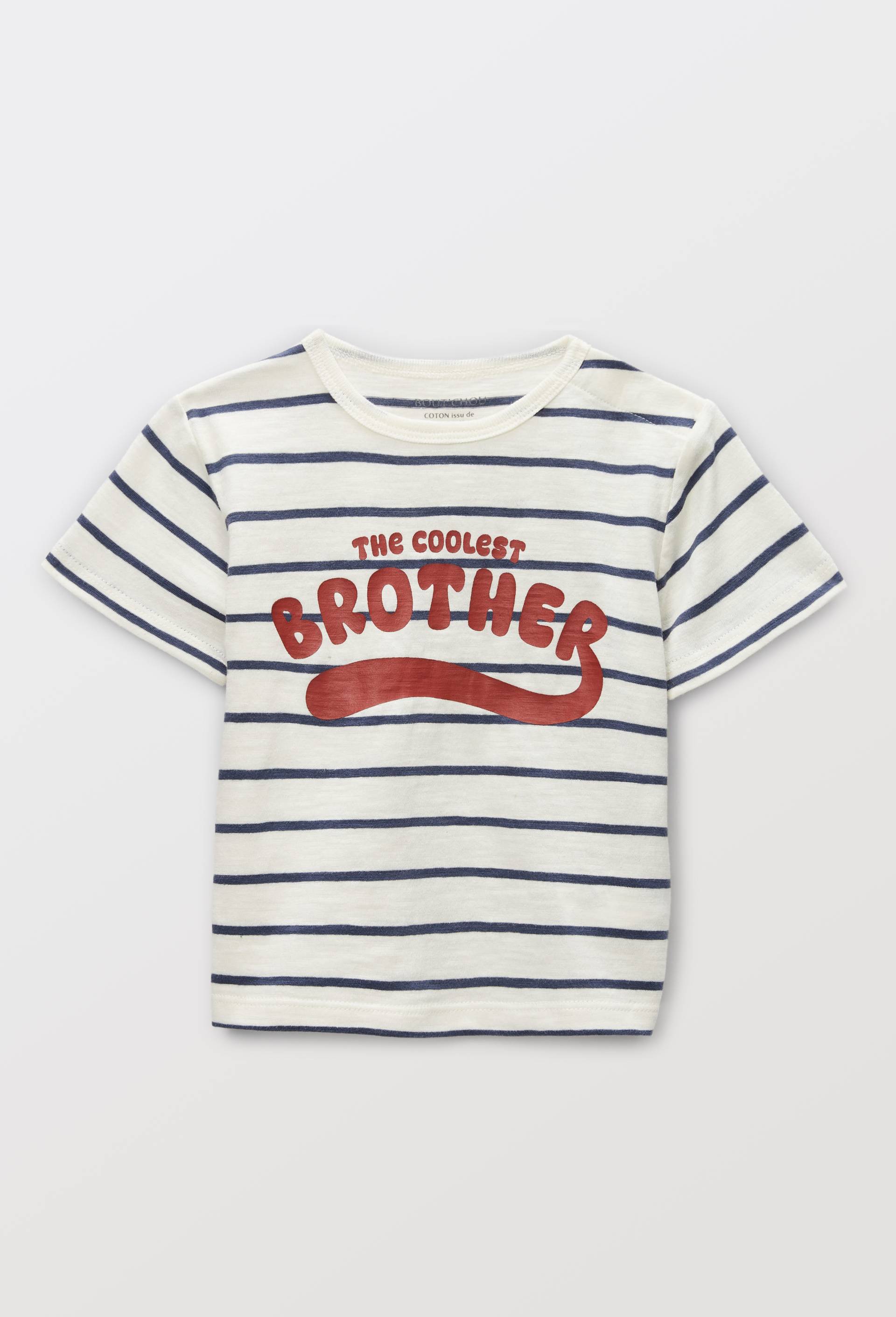 T-shirt manches courtes ray&eacute; en coton BIO GOTS, Beige clair, large image number 0.0