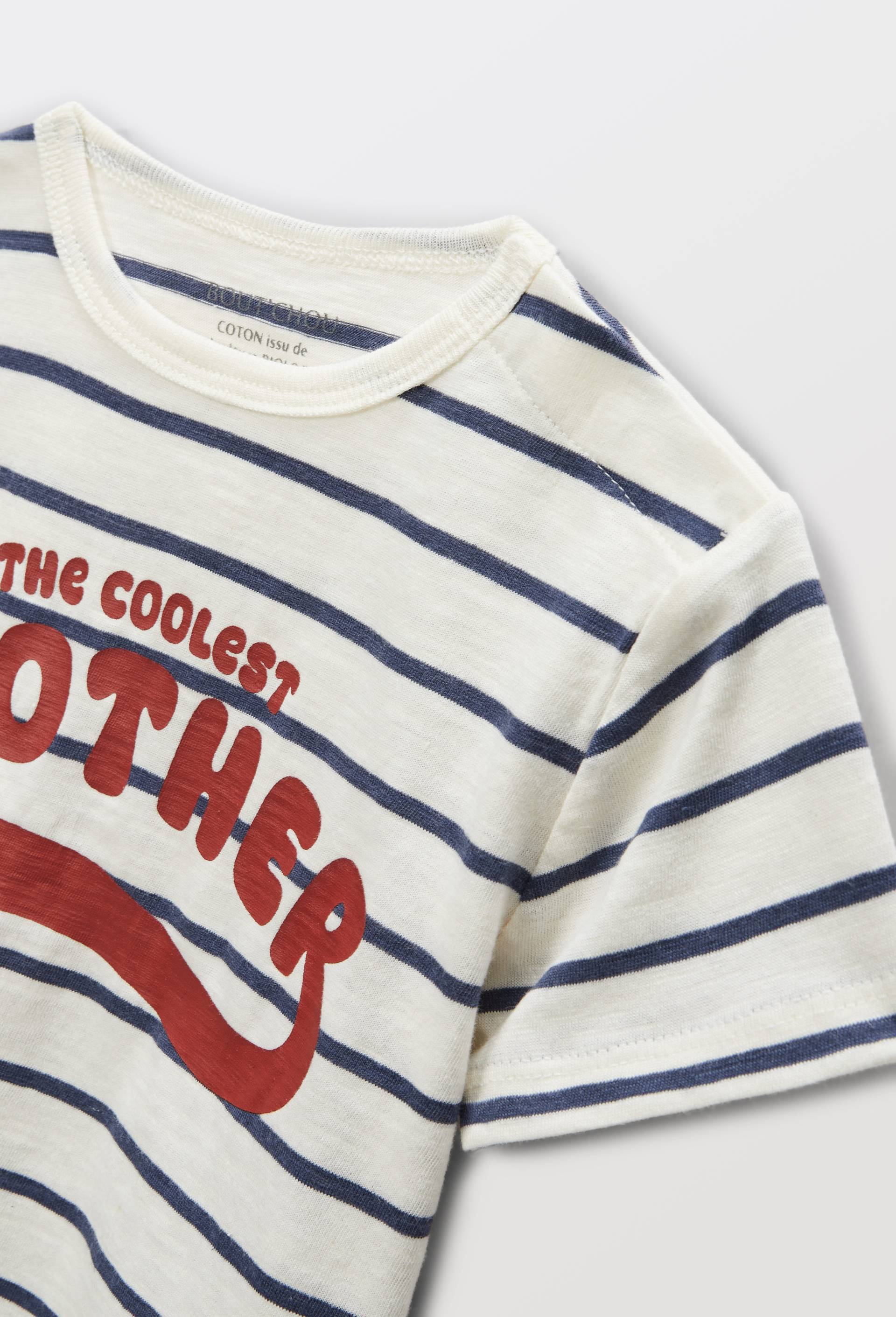 T-shirt manches courtes ray&eacute; en coton BIO GOTS, Beige clair, large image number 2