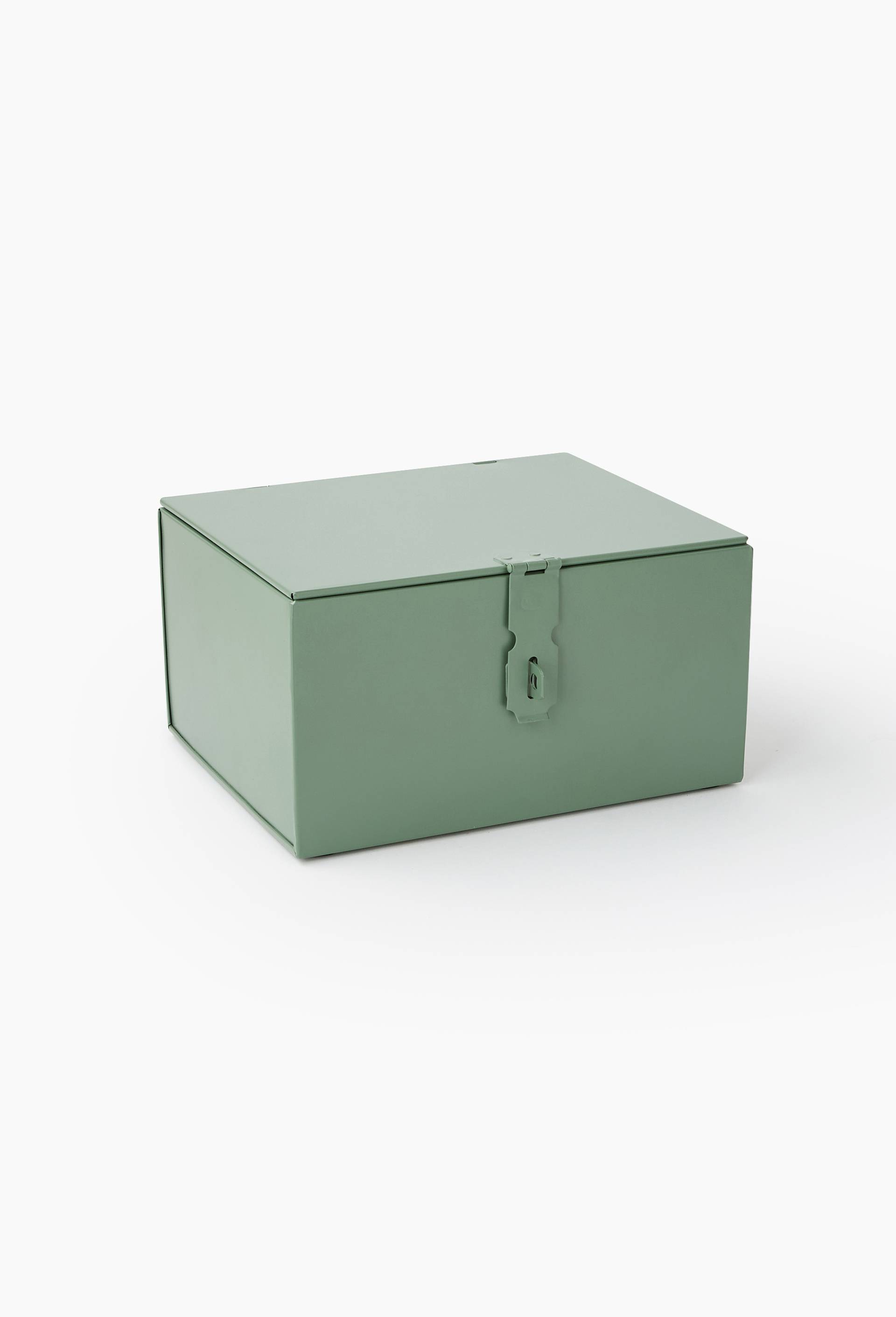 Malle de rangement, 25x21x13cm, en m&eacute;tal, Vert clair, large image number 0