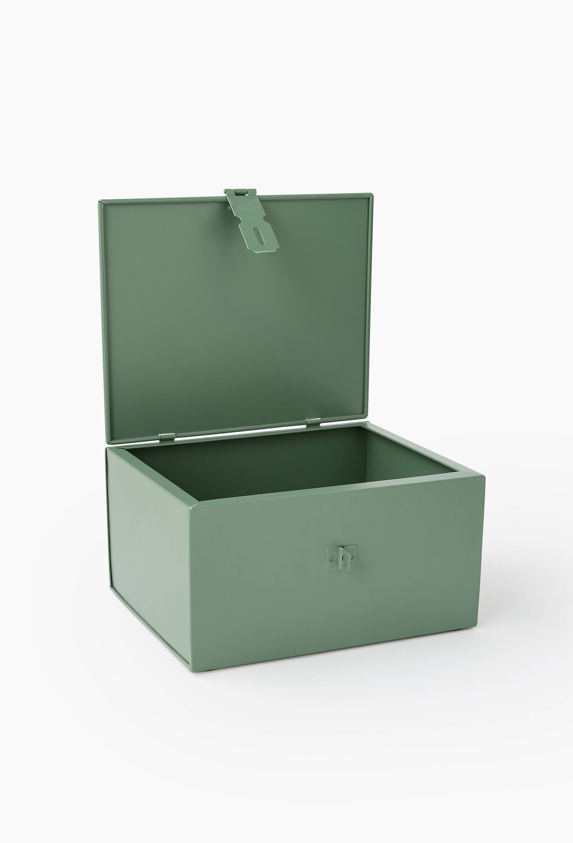 Malle de rangement, 25x21x13cm, en m&eacute;tal, Vert clair, large image number 1