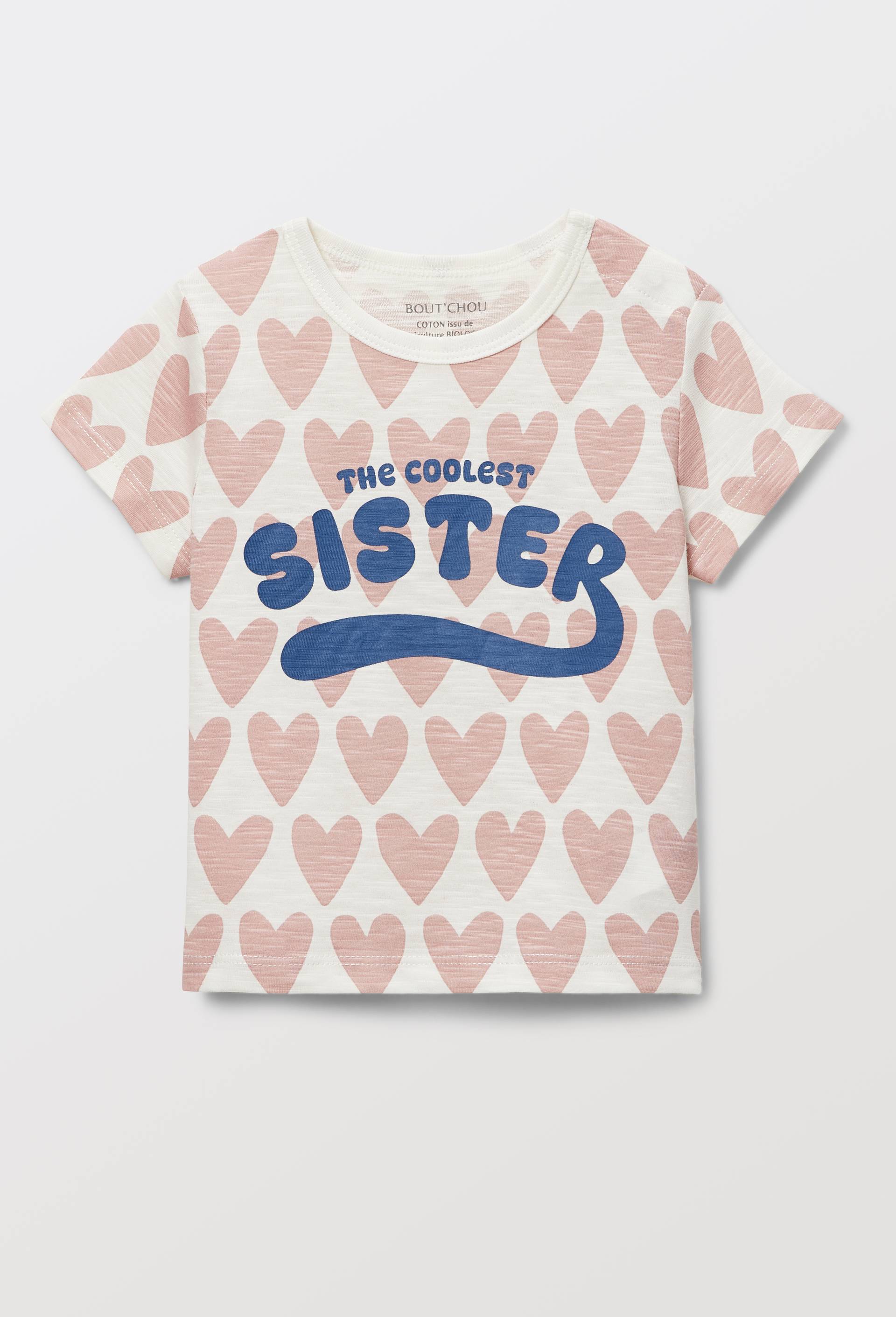 T-shirt manches courtes imprim&eacute; en coton BIO GOTS, Rose, large image number 0.0