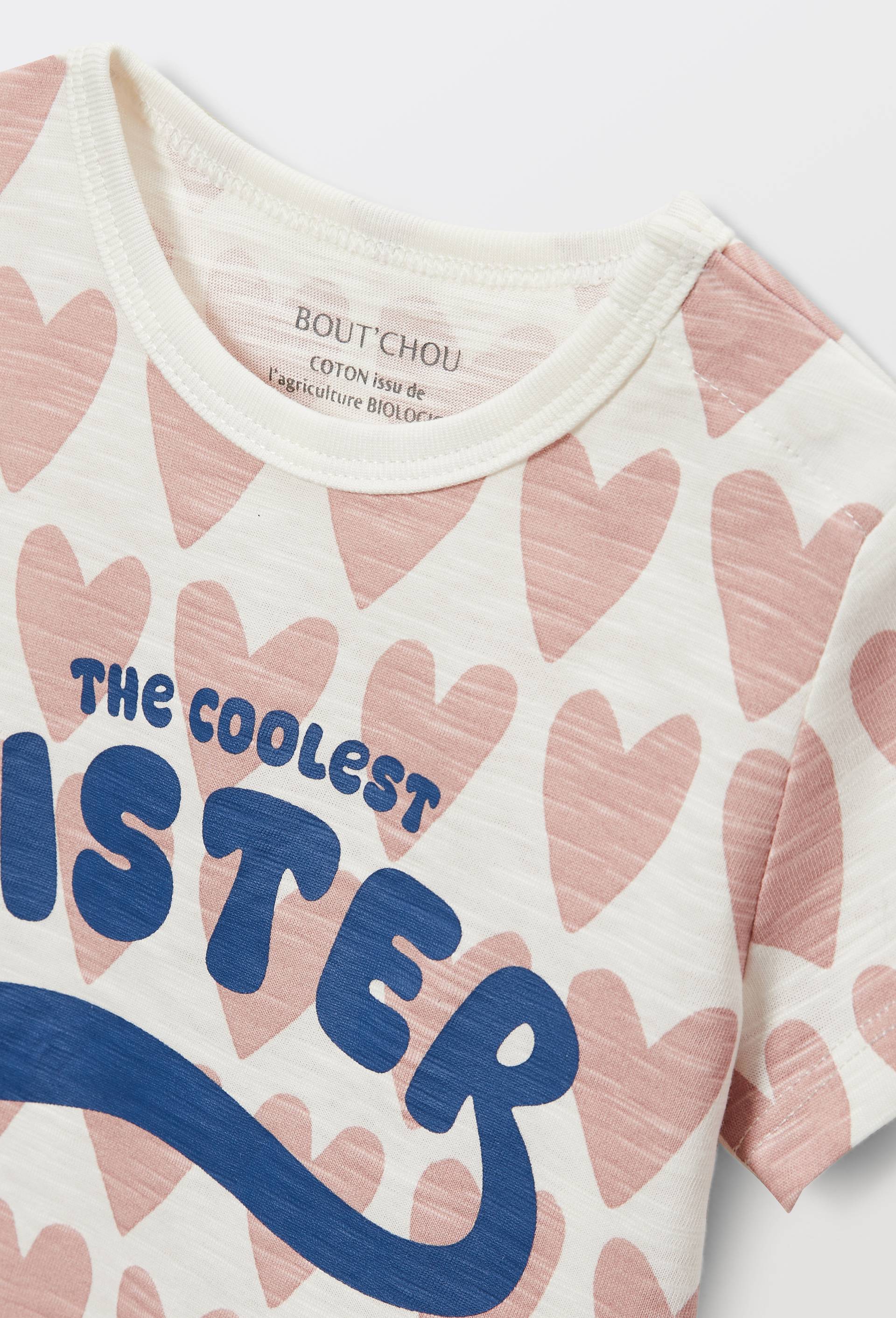 T-shirt manches courtes imprim&eacute; en coton BIO GOTS, Rose, large image number 2