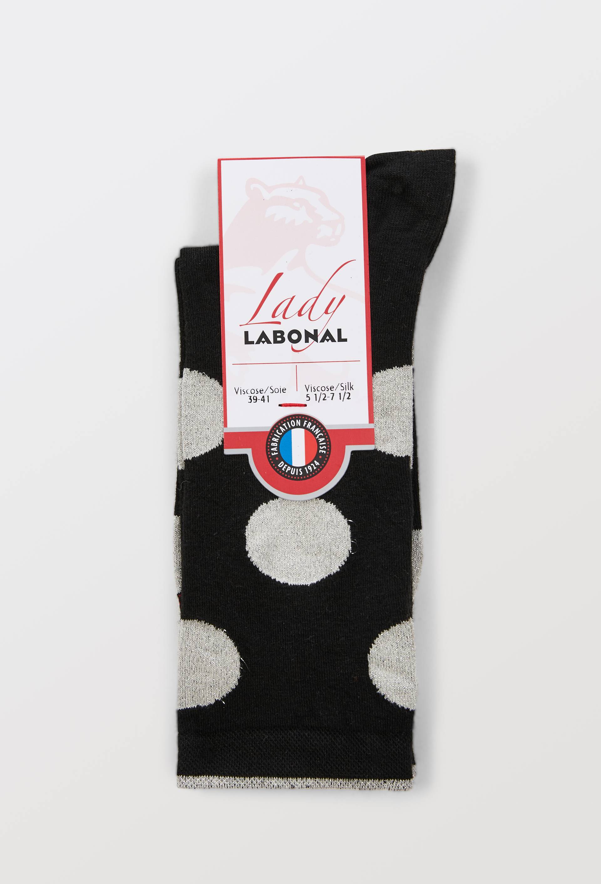 Paire de chaussettes fantaisies en viscose et soie Labonal, Noir, large image number 2