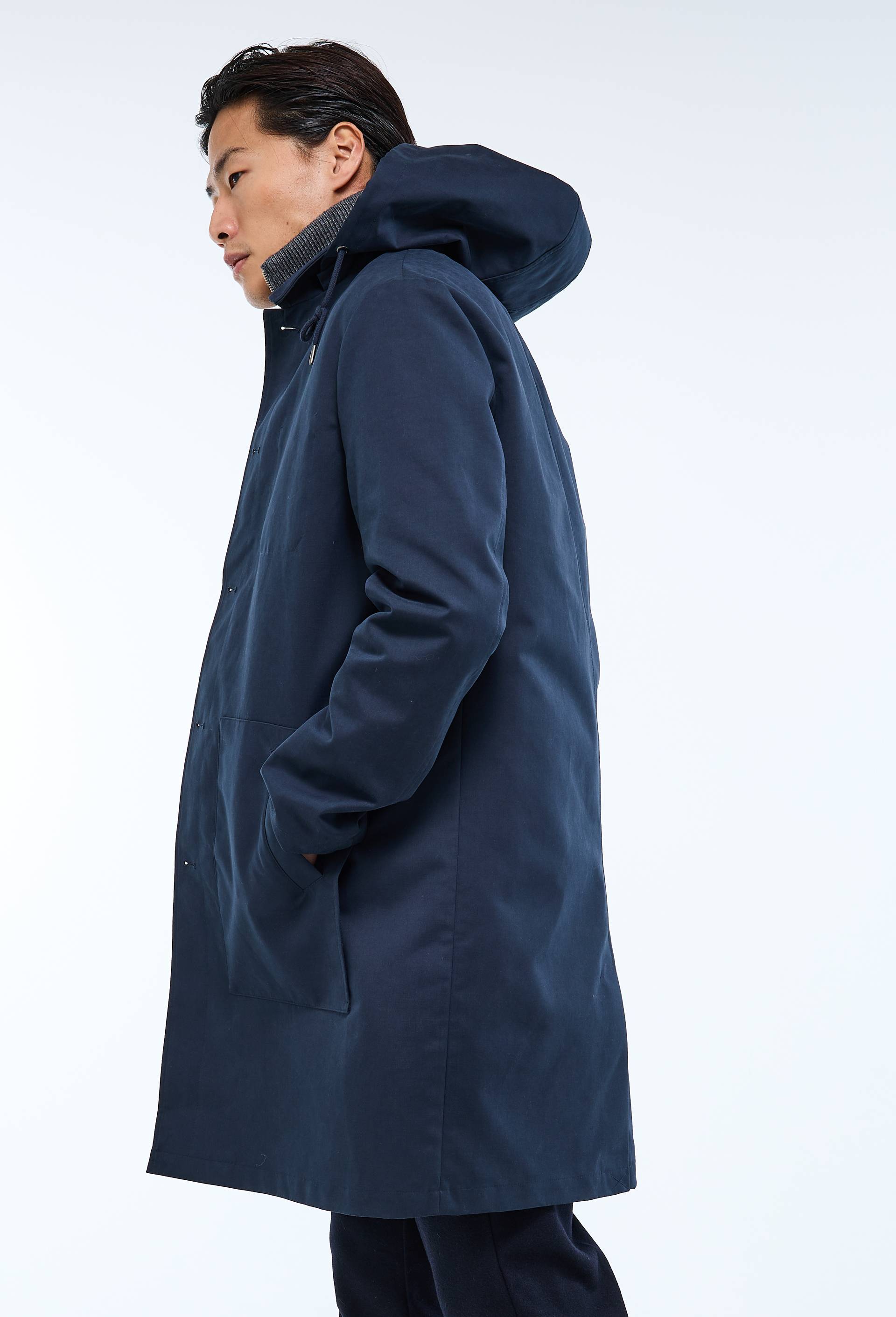 Trench d&eacute;perlant &agrave; capuche amovible, Bleu fonc&eacute;, large image number 2