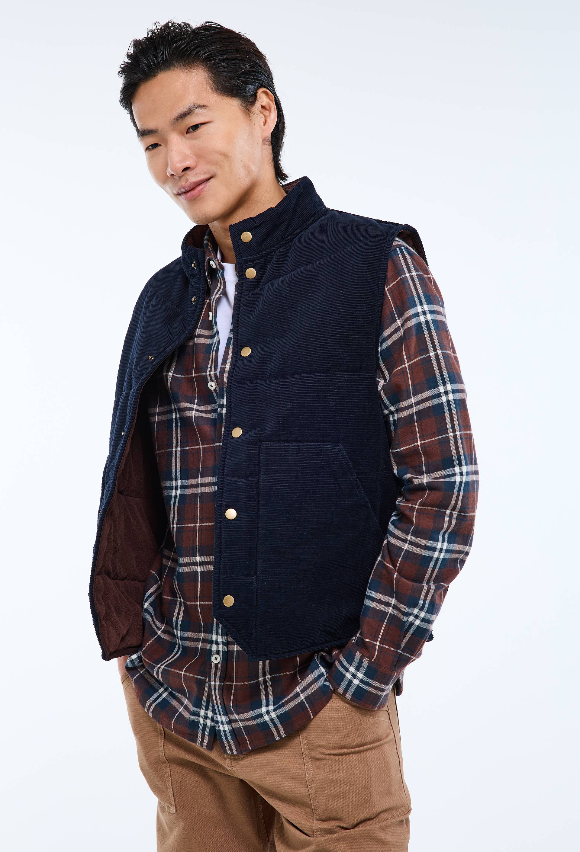Veste sans manche en velours, Bleu fonc&eacute;, large image number 1