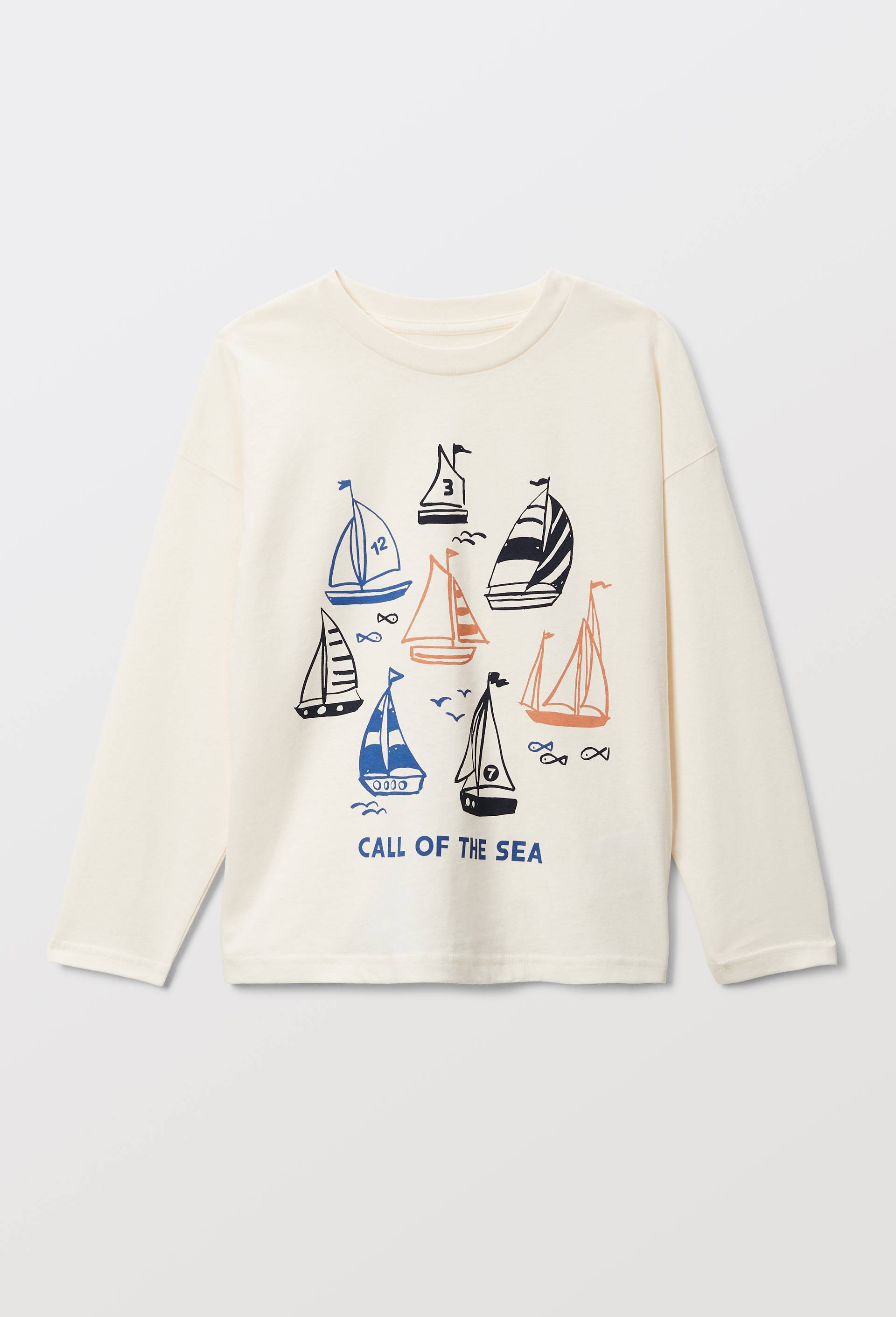 T-shirt manches longues imprim&eacute; en coton BIO certifi&eacute; GOTS, Beige clair, large image number 1