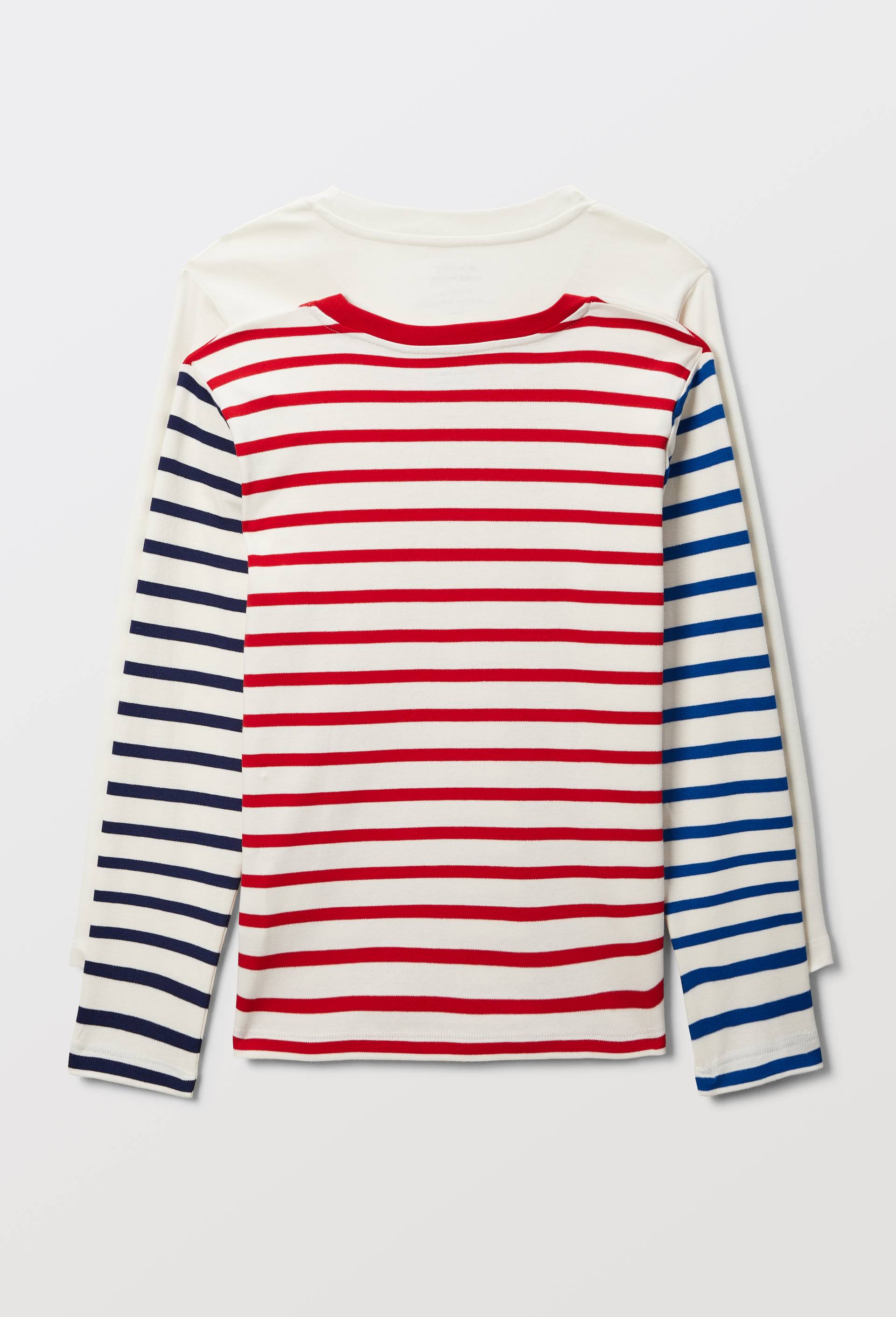 Lot de t-shirtS manches longues ray&eacute; en coton BIO GOTS, Beige clair, large image number 3