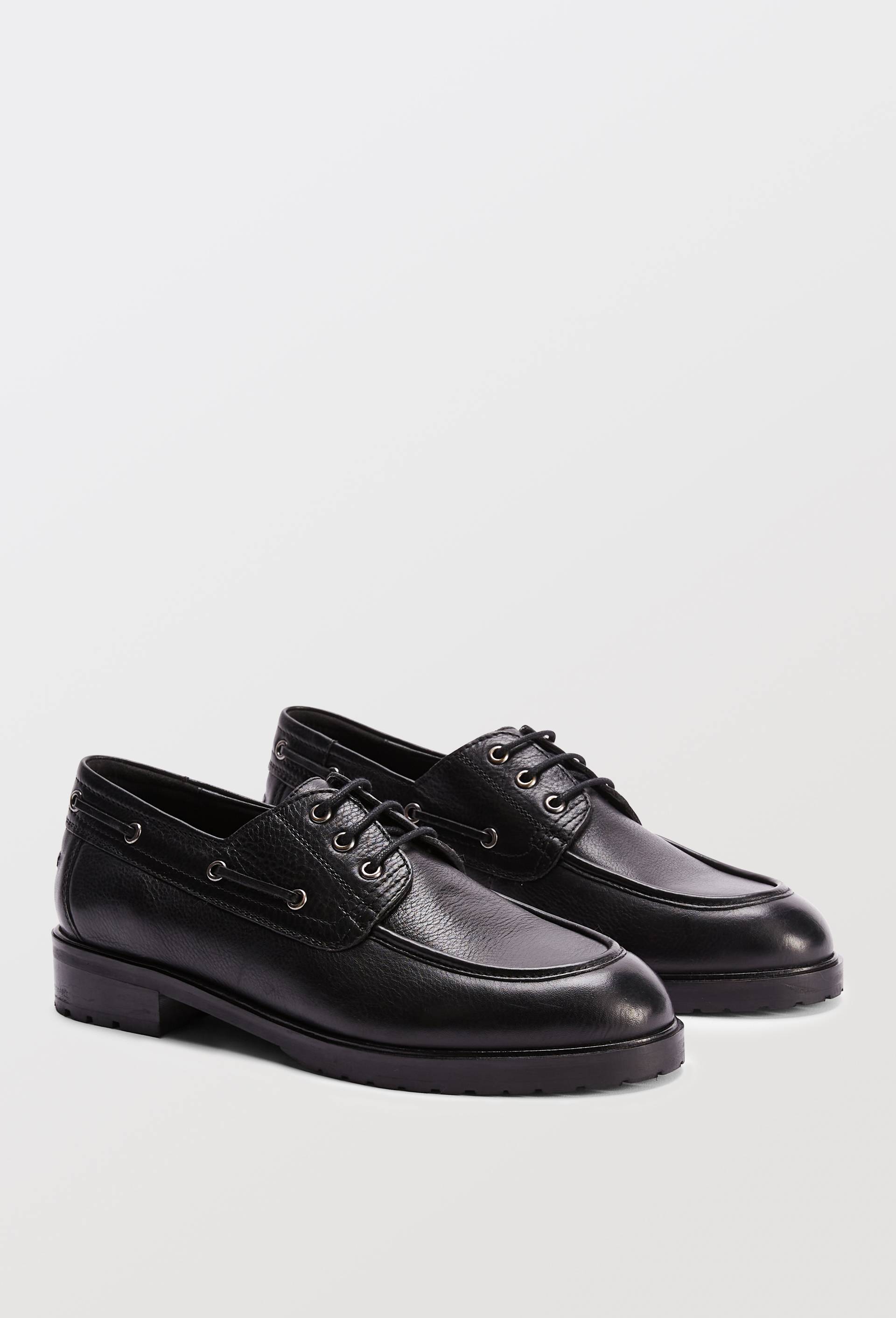 Chaussures bateau en cuir, Noir, large image number 0