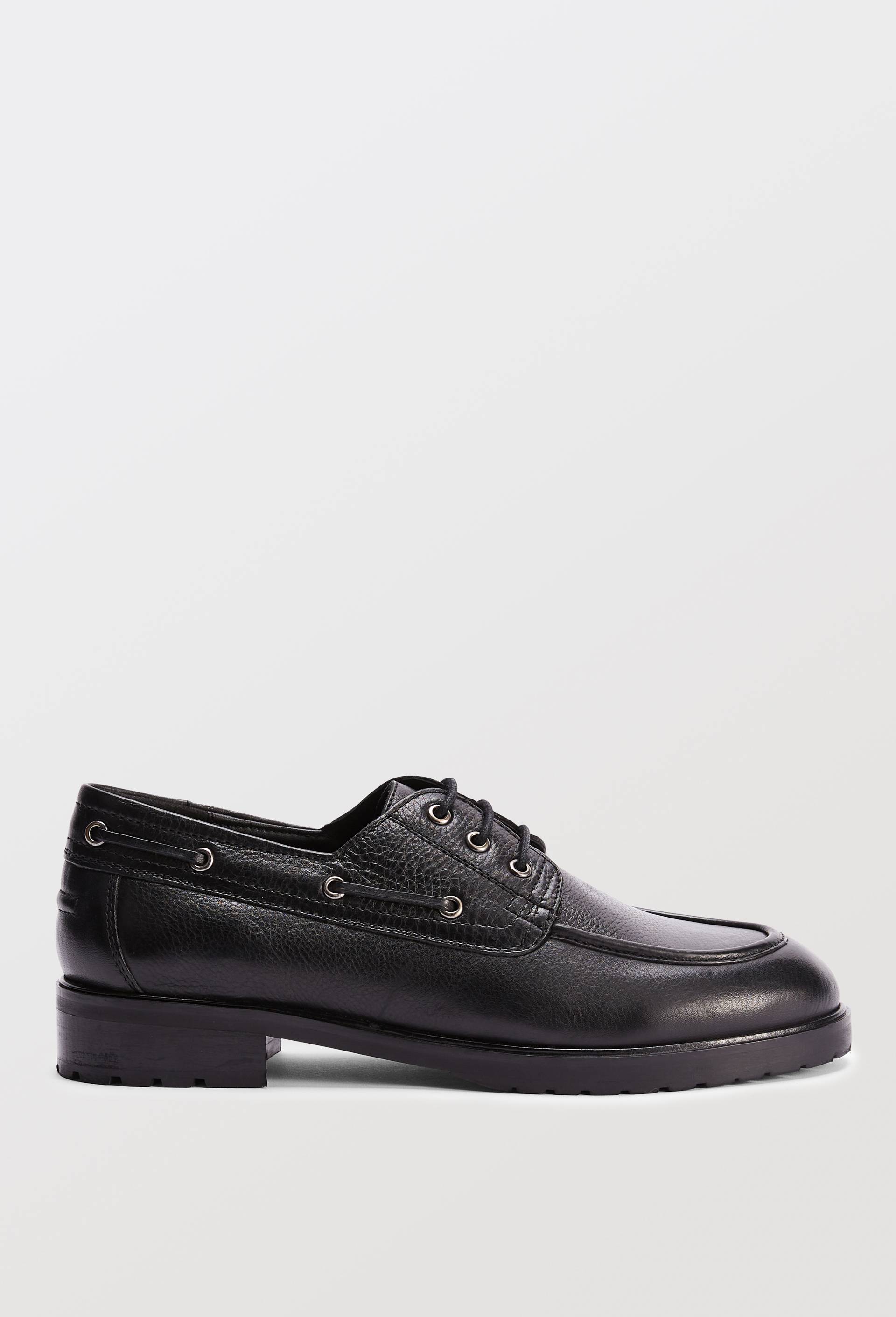 Chaussures bateau en cuir, Noir, large image number 1.0
