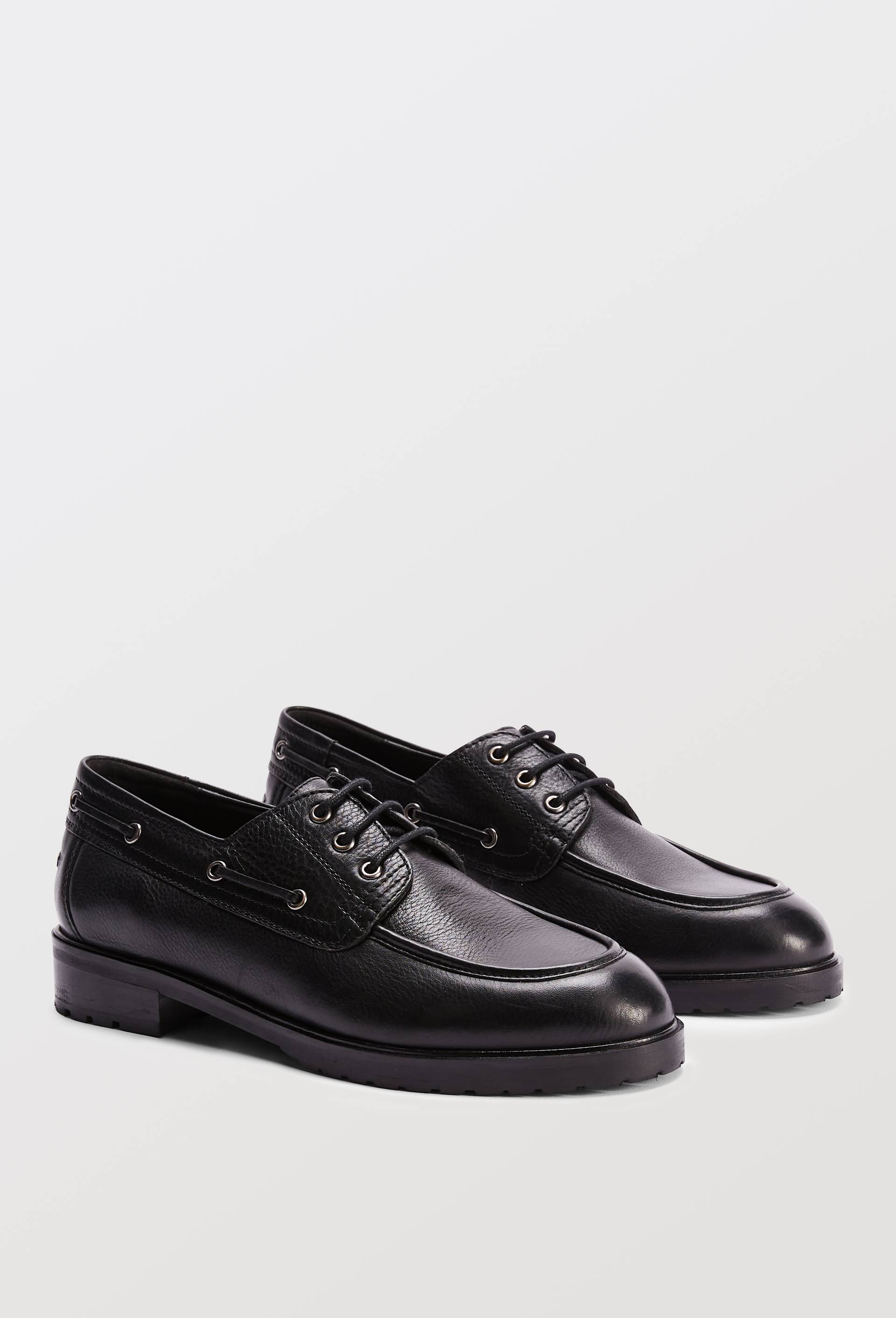 Chaussures bateau en cuir, Noir, large image number 5.0