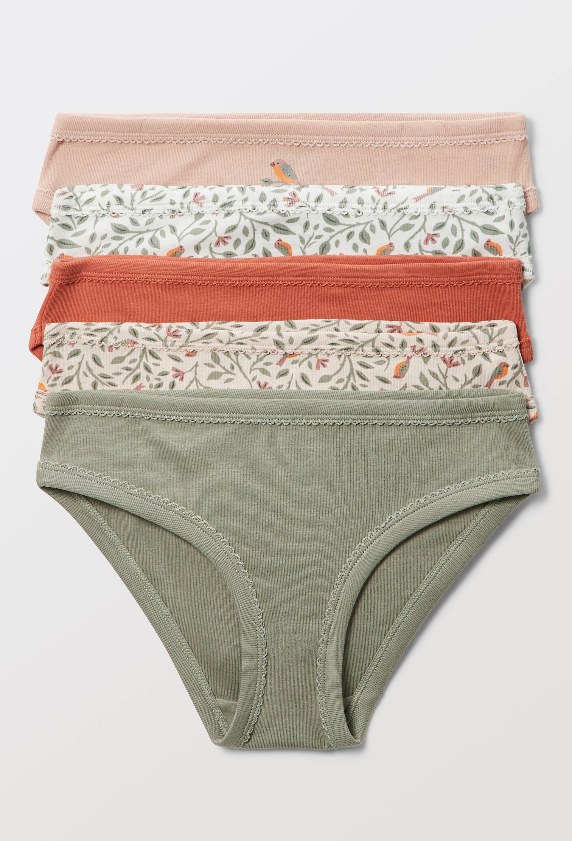 Lot de 5 culottes imprim&eacute;es en coton BIO GOTS, Rose, large image number 0