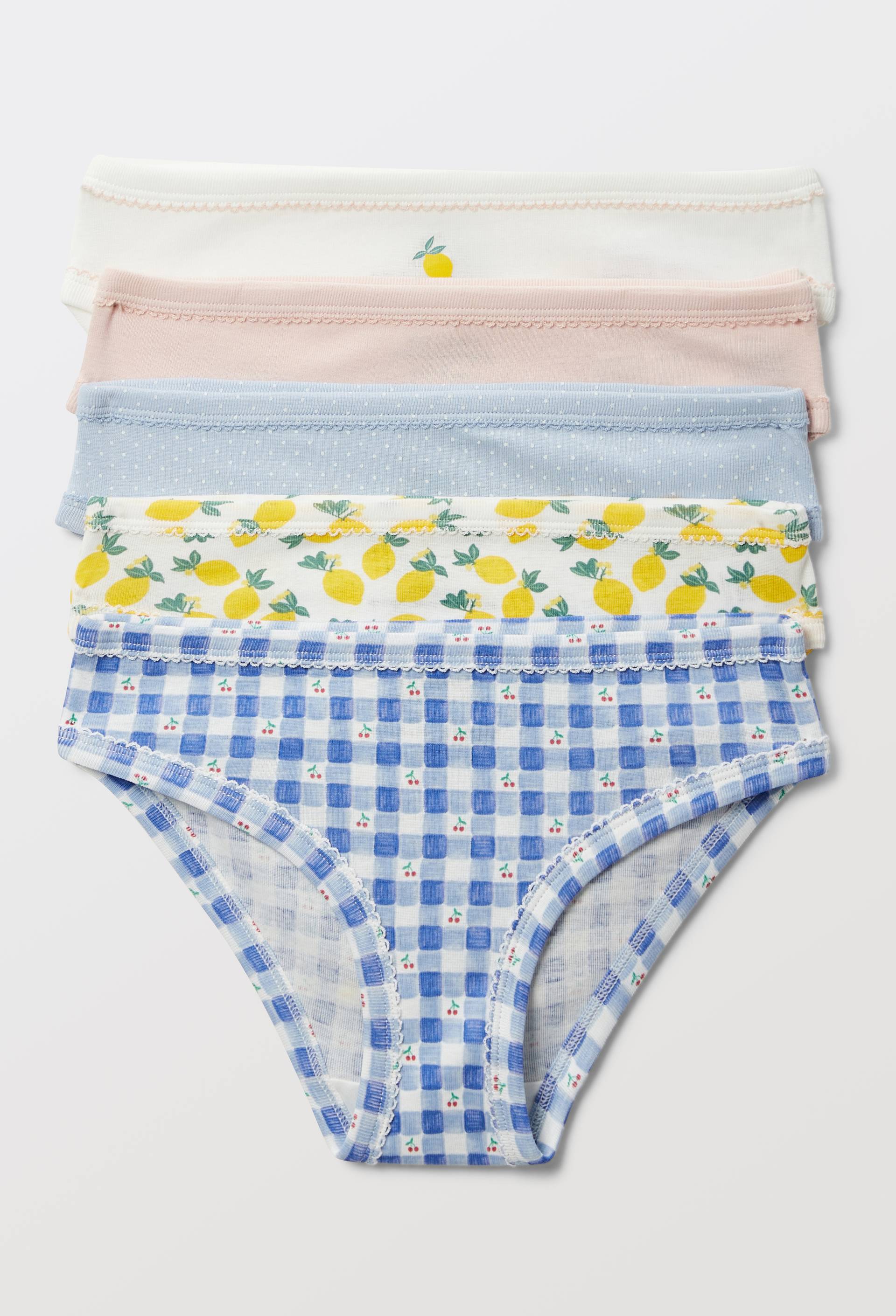 Lot de 5 culottes imprim&eacute;es en coton BIO GOTS, Jaune clair, large image number 0