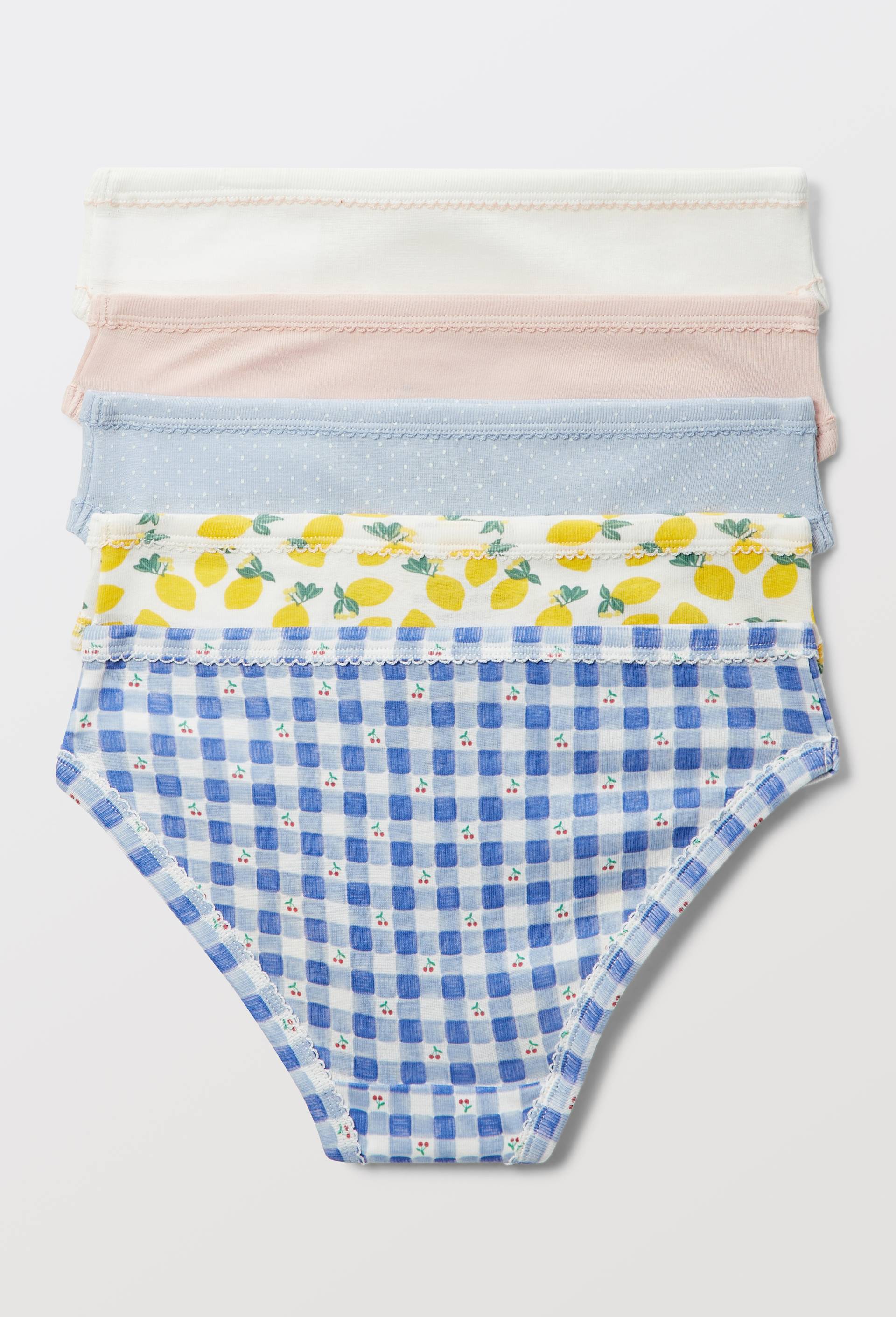 Lot de 5 culottes imprim&eacute;es en coton BIO GOTS, Jaune clair, large image number 1.0
