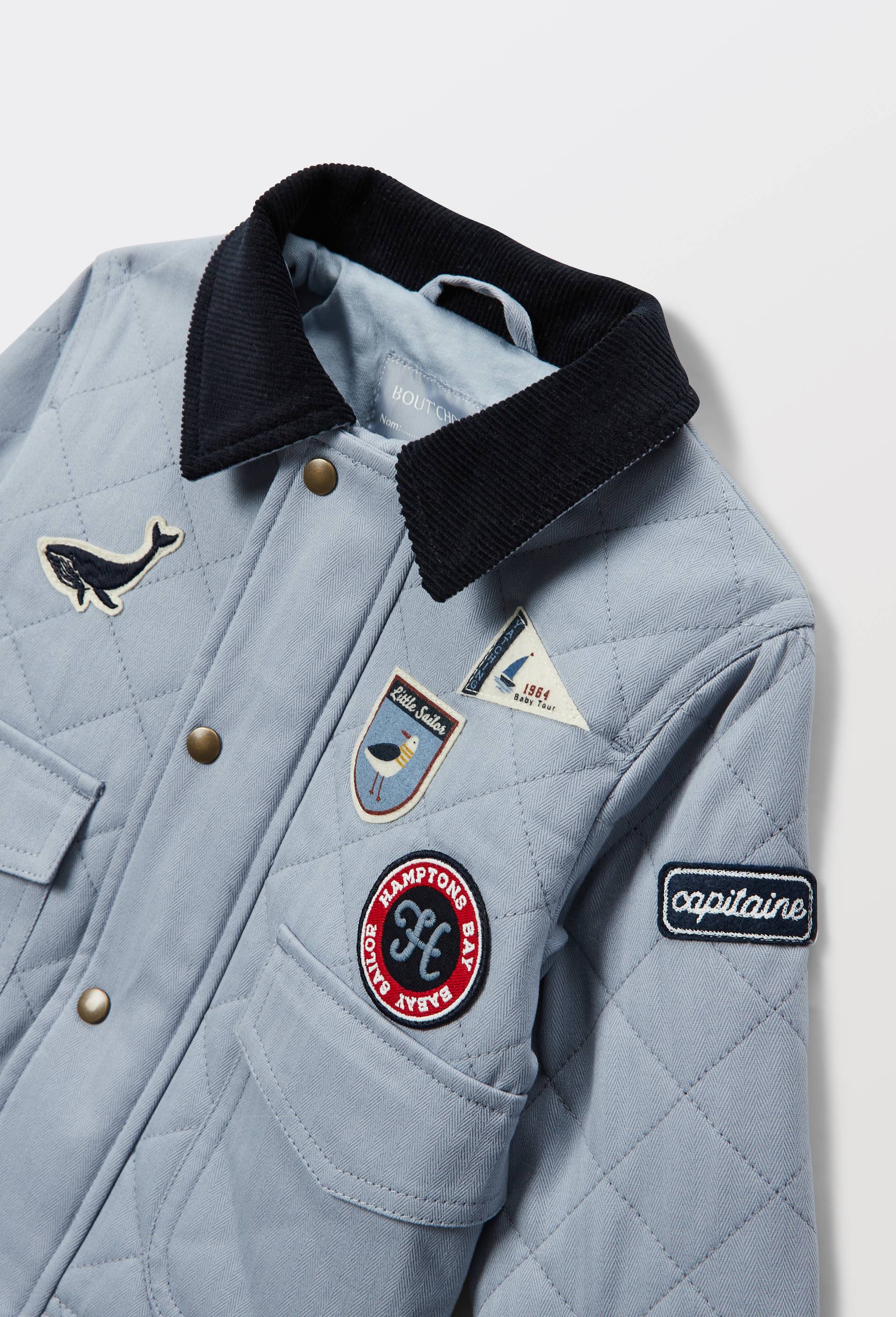 Veste quilt&eacute;e avec badges en coton, Bleu, large image number 3