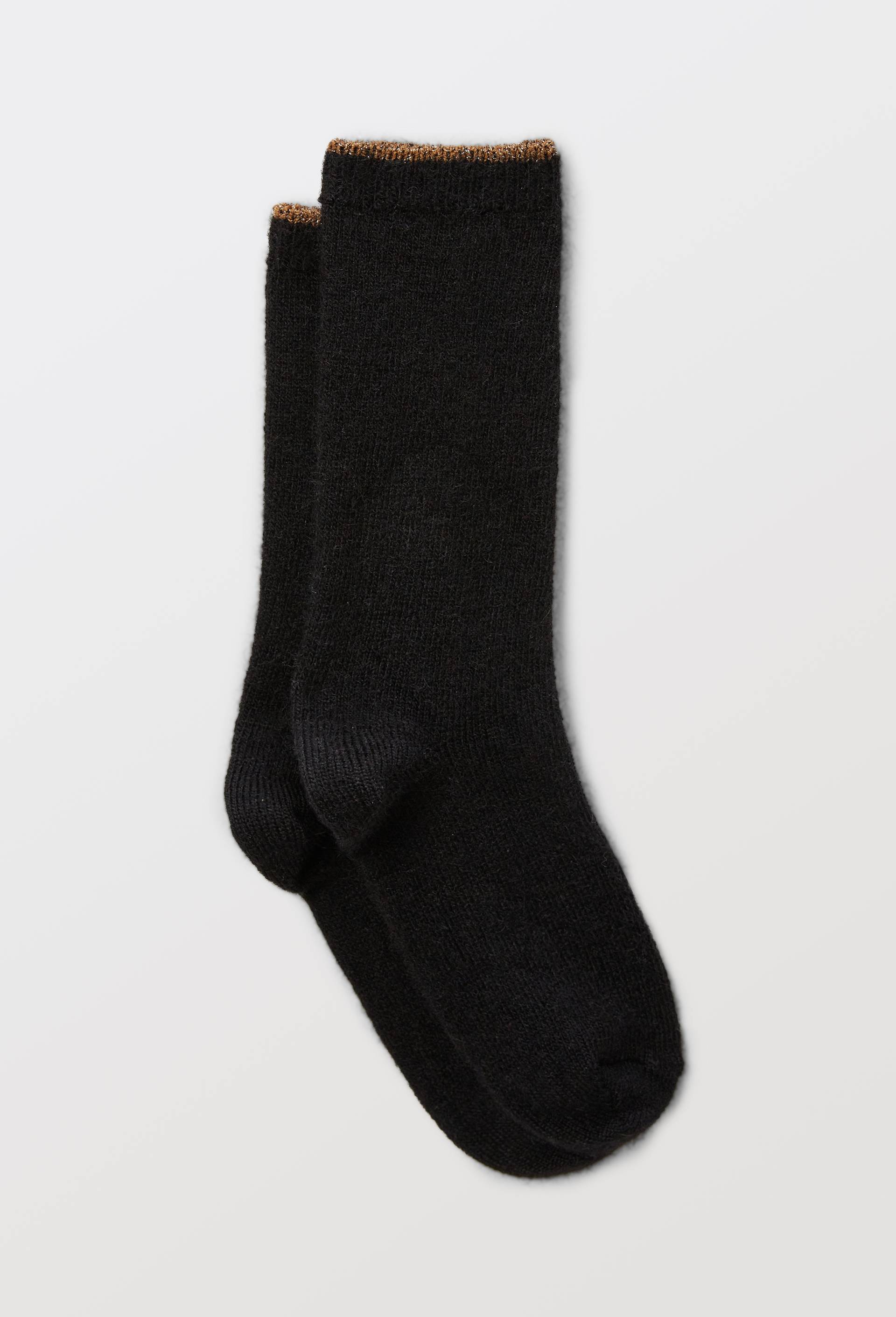Paire de chaussettes fantaisies en laine avec du lurex Labonal, Noir, large image number 1