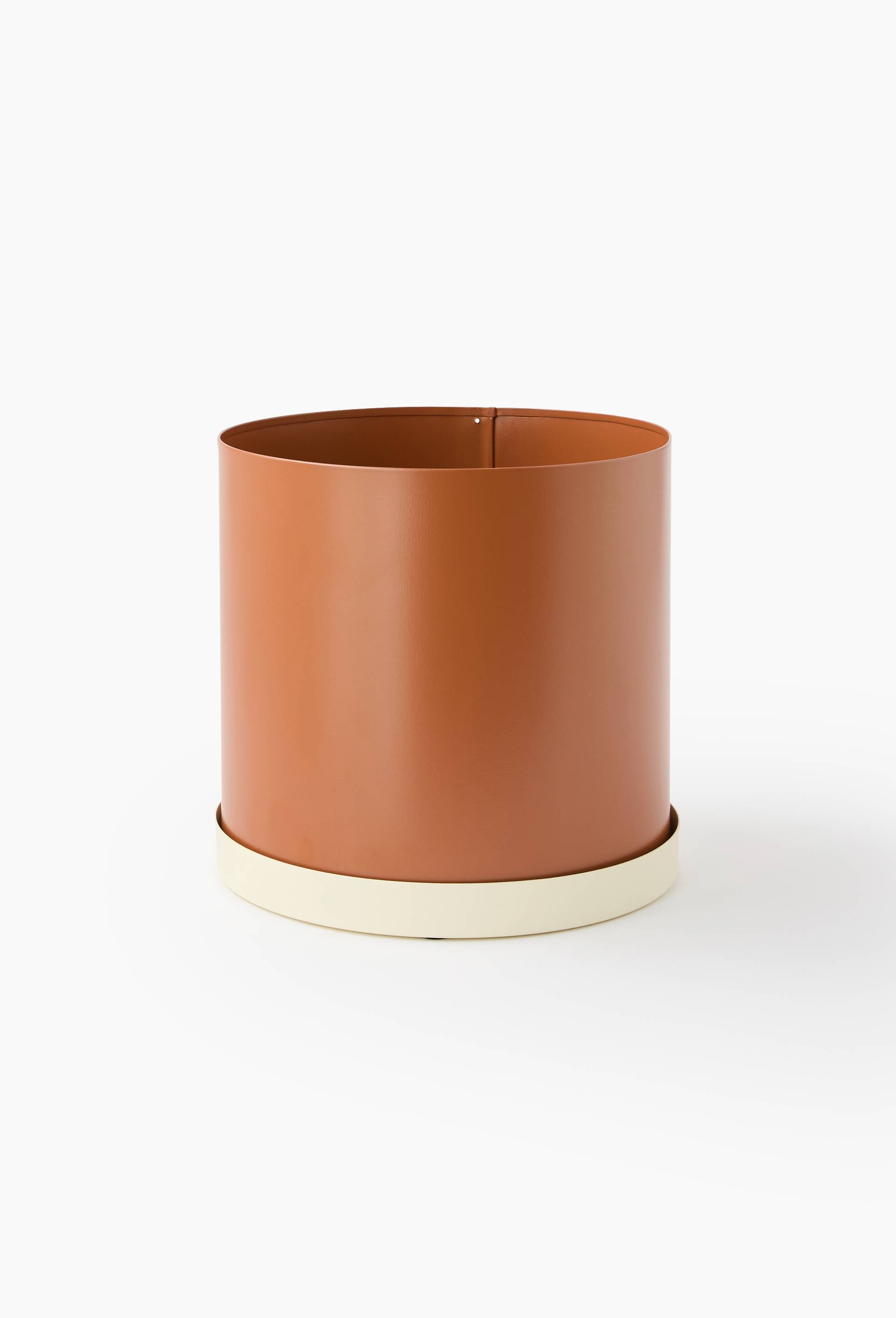 Pot rond en m&eacute;tal bicolore taille M, 22x22x20 cm,  en m&eacute;tal, Orange fonc&eacute;, large image number 0