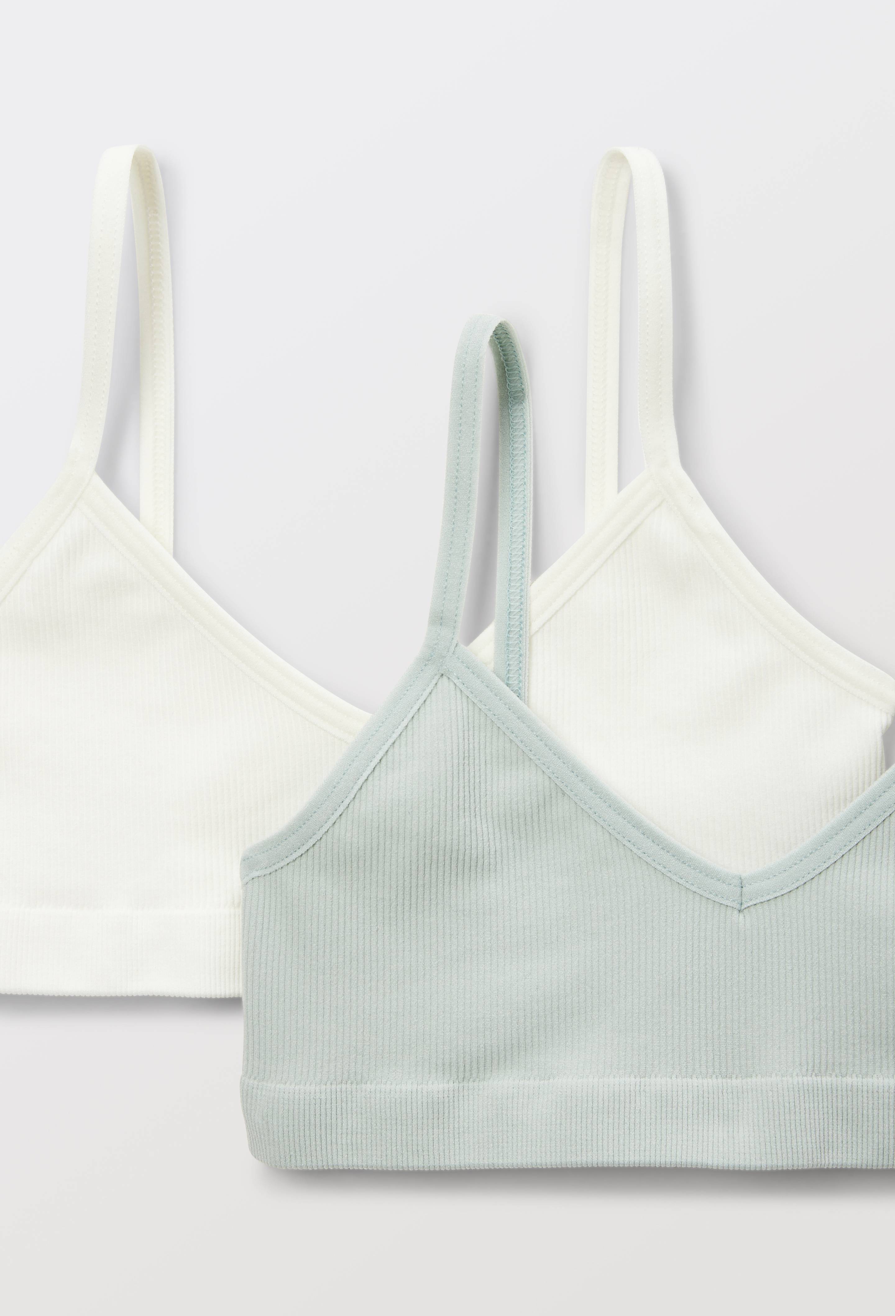 Lot de 2 brassi&egrave;res unies sans couture, Vert fonc&eacute;, large image number 2