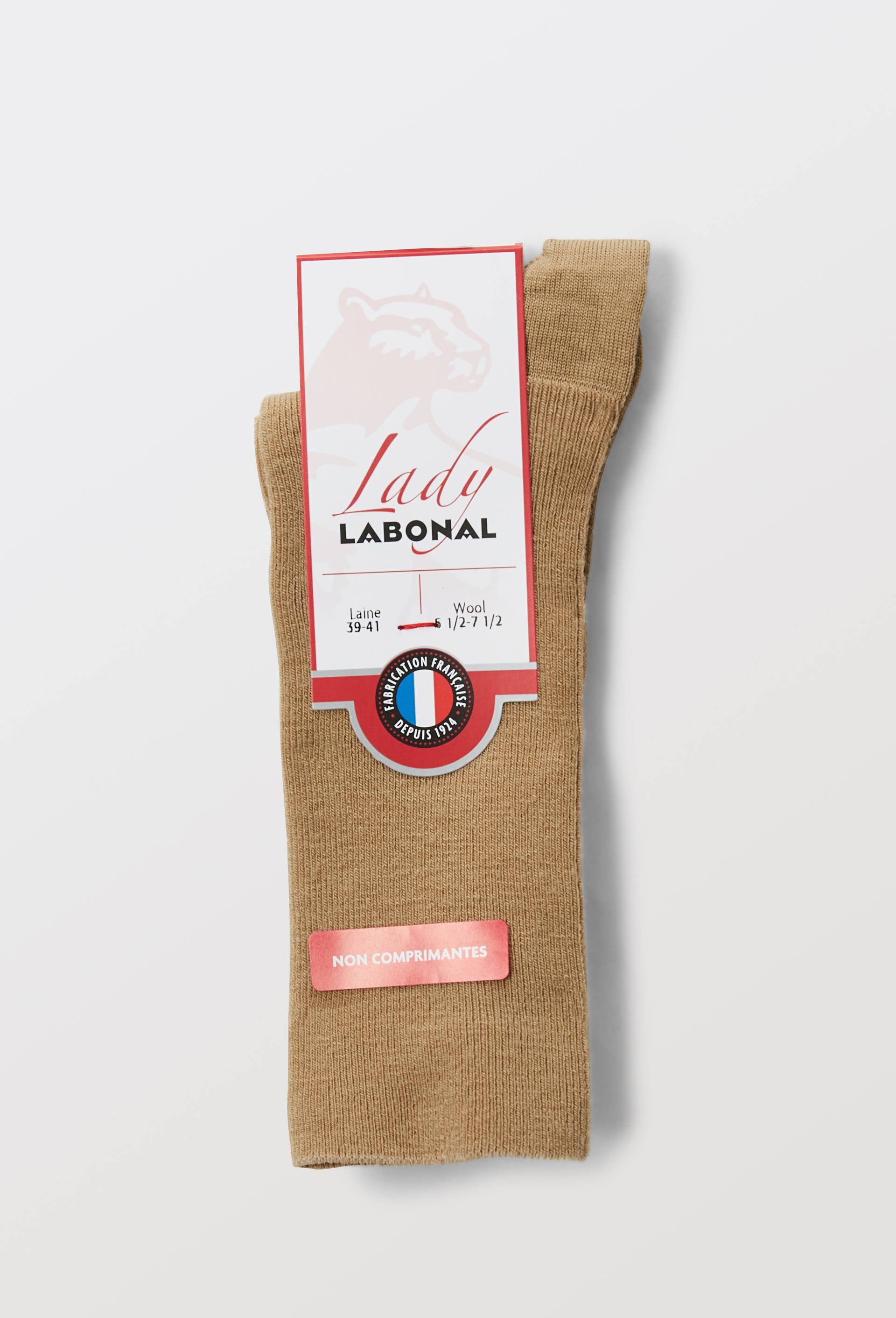 Paire de chaussettes en laine Labonal, Brun clair, large image number 1