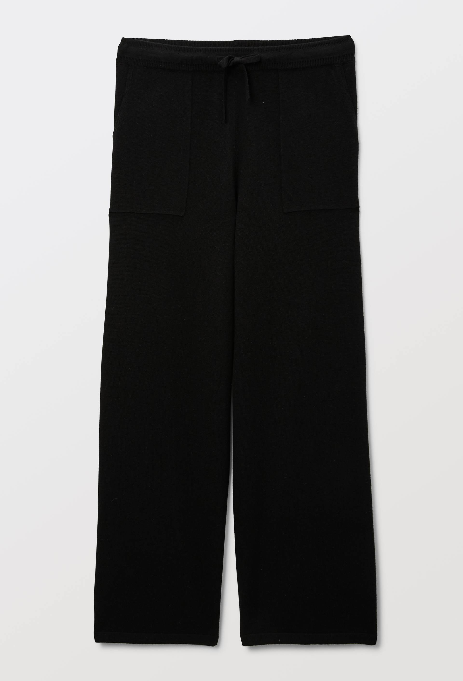 Pantalon large uni en coton et laine, Noir, large image number 2