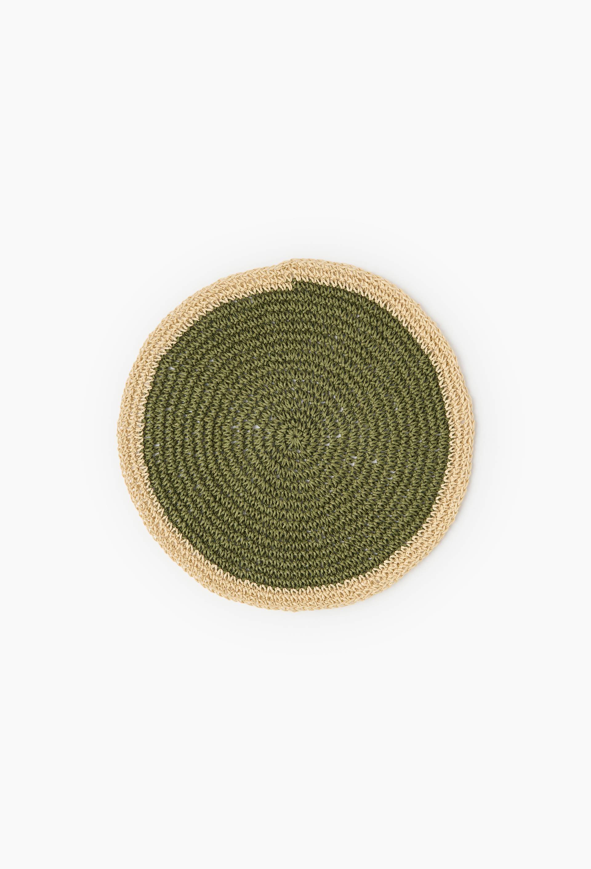Set de table, 38cm de diam&egrave;tre, 100% jute, Vert fonc&eacute;, large image number 0