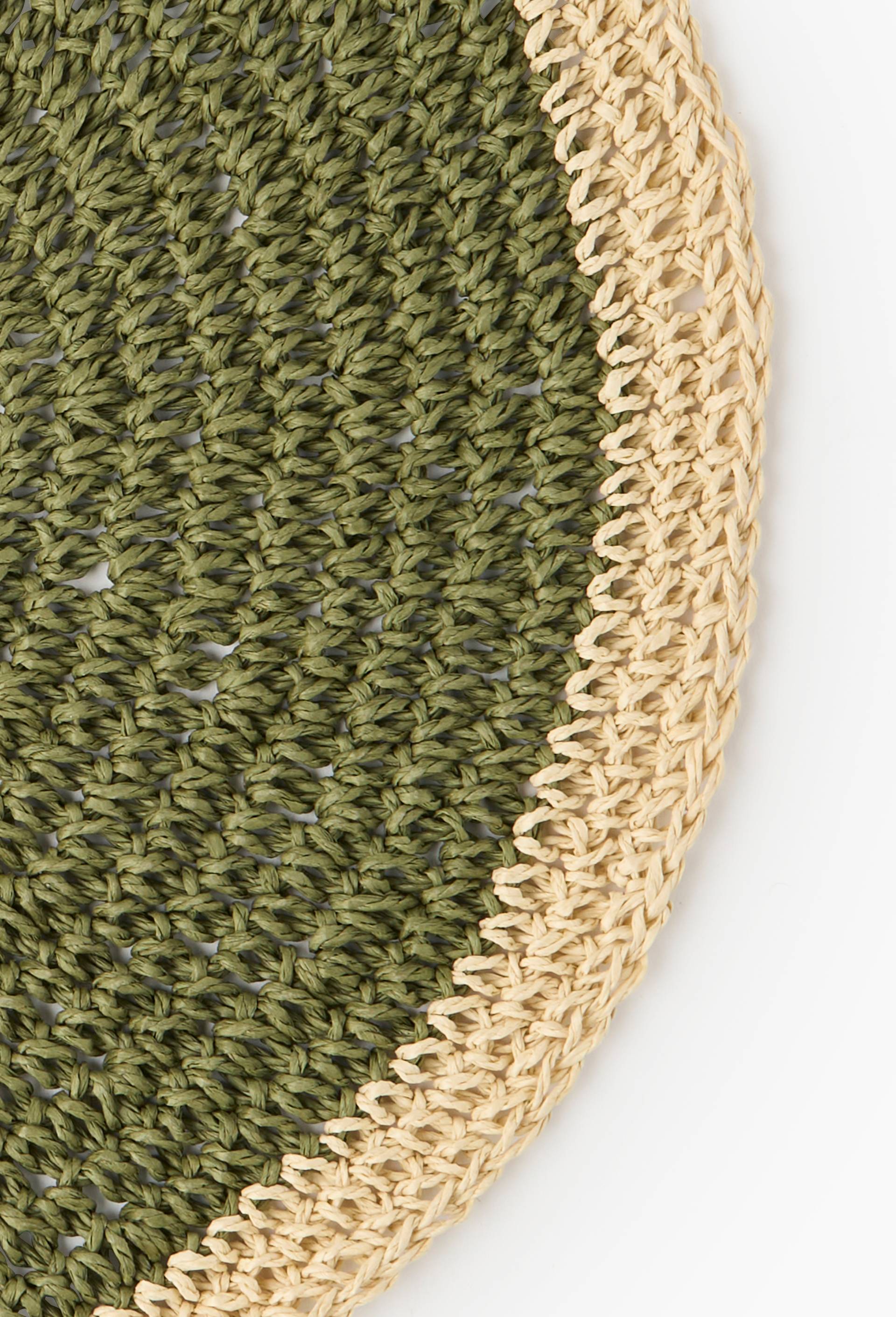 Set de table, 38cm de diam&egrave;tre, 100% jute, Vert fonc&eacute;, large image number 1