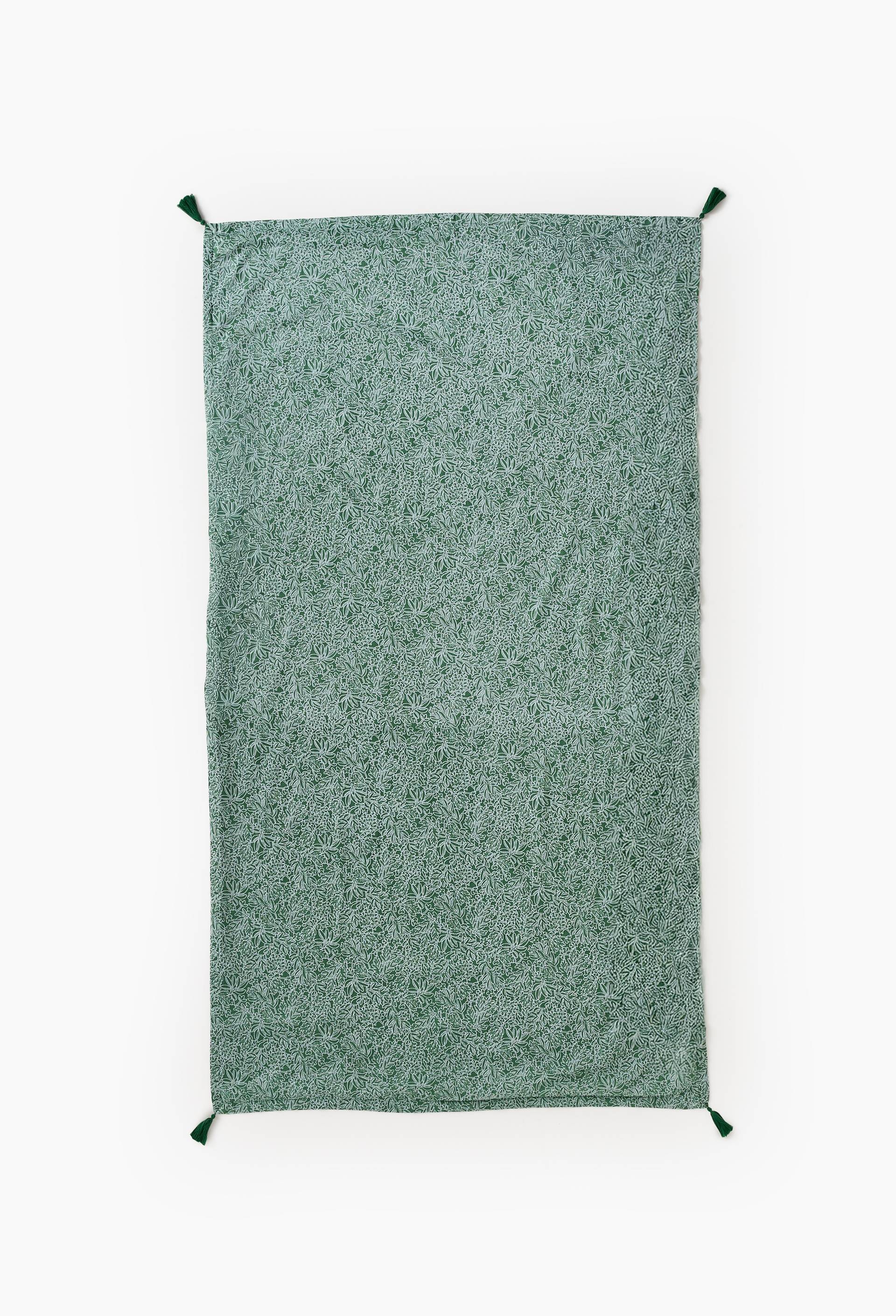 Fouta imprim&eacute;e, 100x180cm, enveloppe ext&eacute;rieure : 100% coton bio, doublure : 100% polyester, Vert, large image number 1