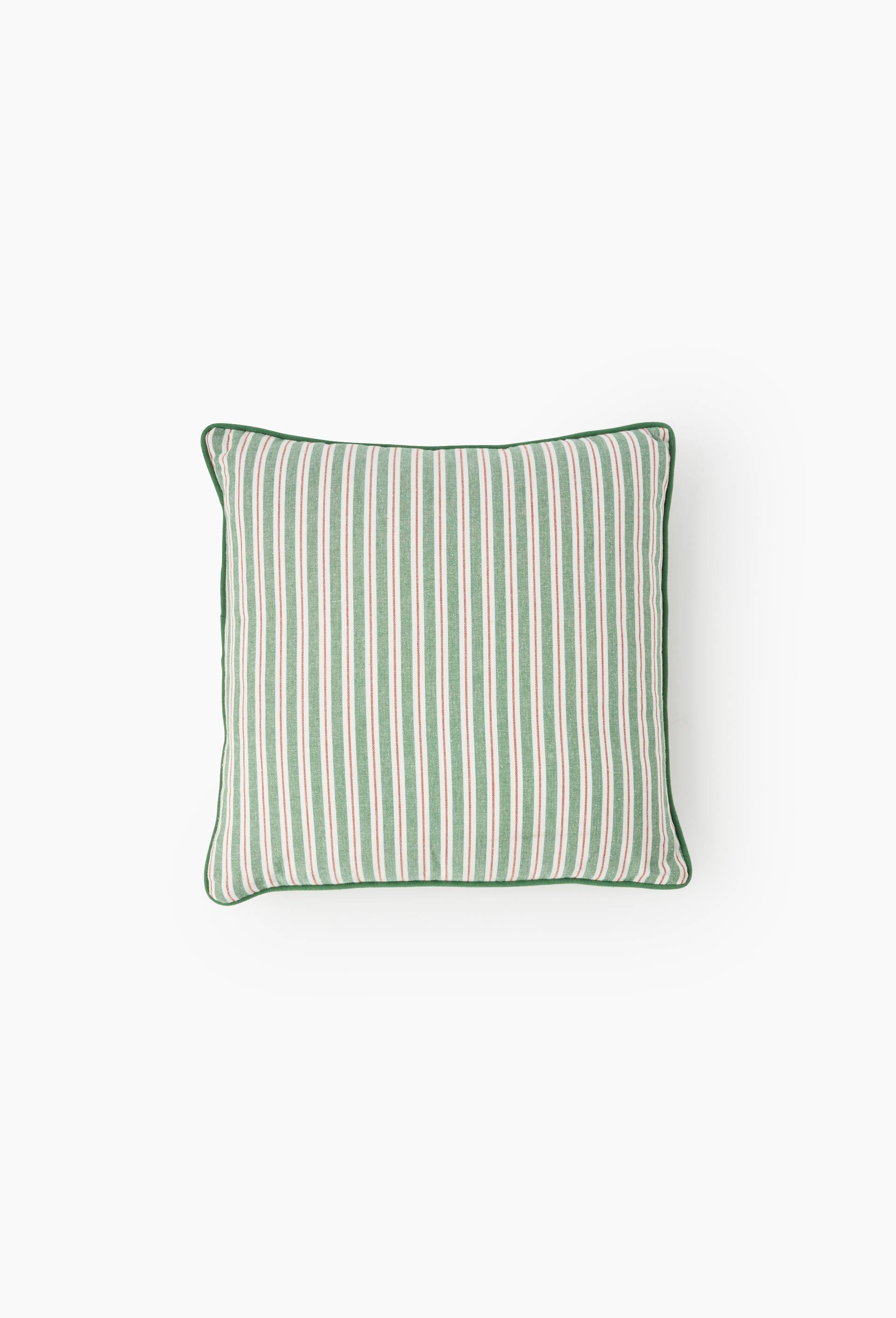 Coussin rayures, 45x45cm, 100% coton, Orange fonc&eacute;, large image number 1.0