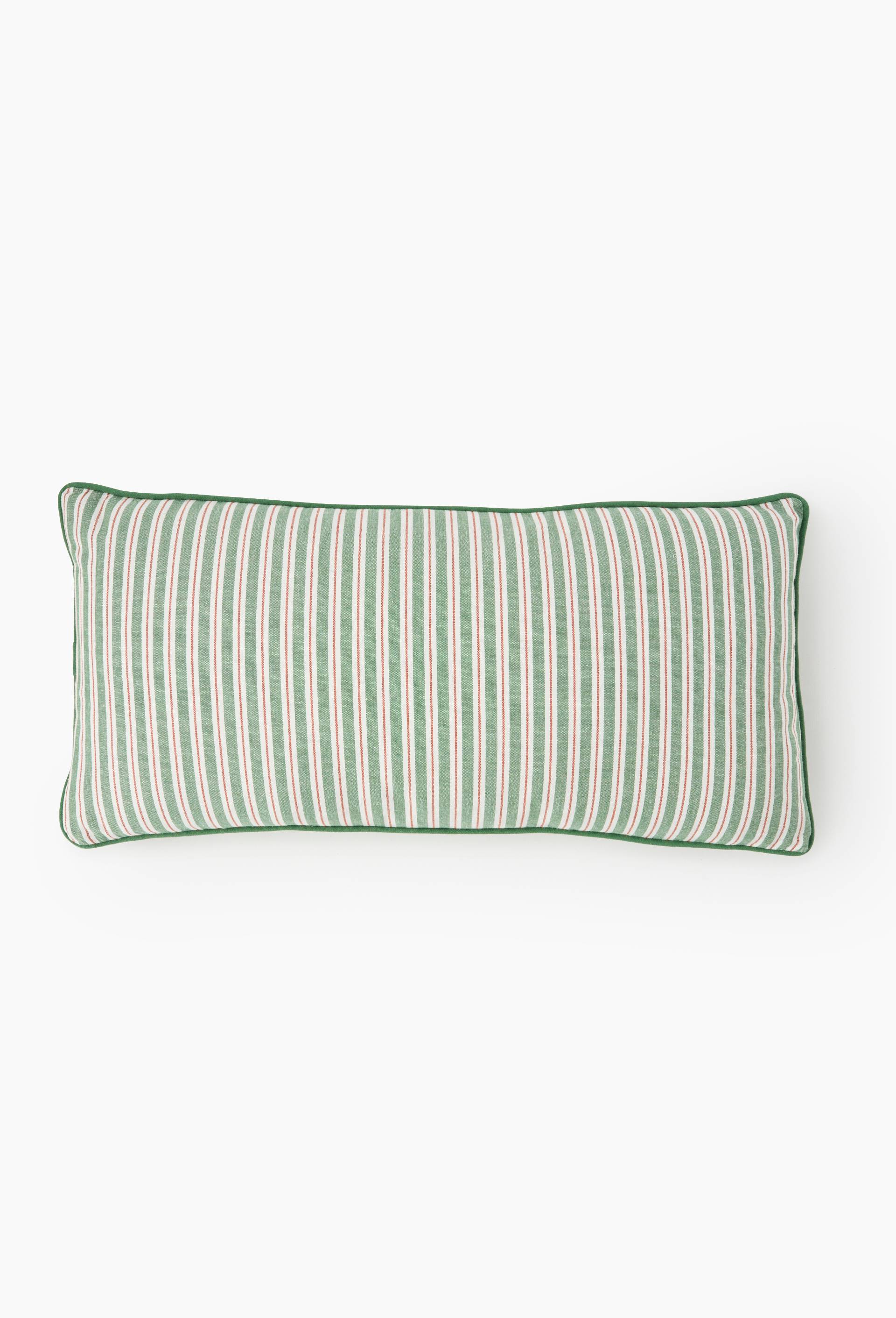 Coussin rectangulaire vert fines rayures, 35x70cm, 100% coton, Orange fonc&eacute;, large image number 0