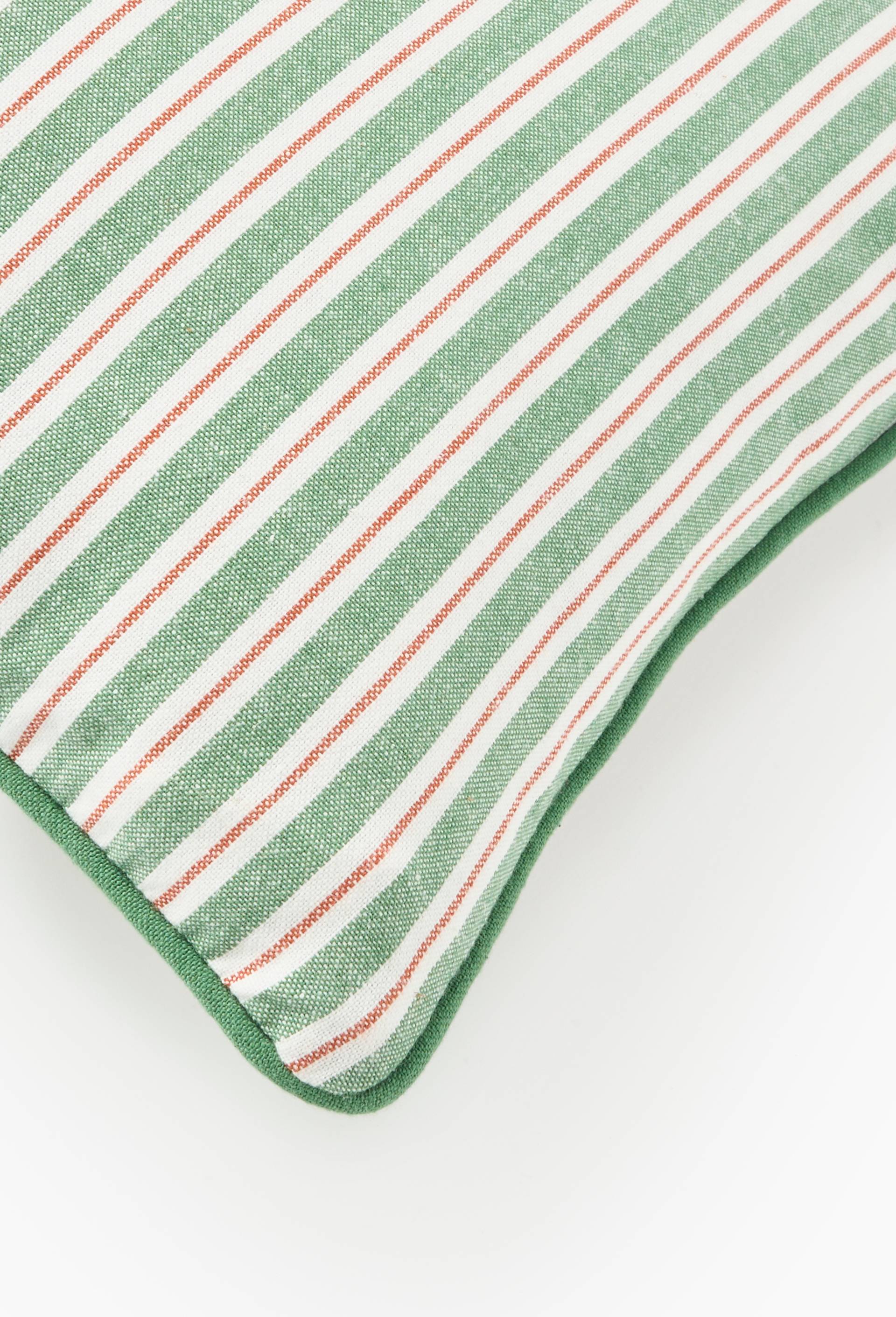 Coussin rectangulaire vert fines rayures, 35x70cm, 100% coton, Orange fonc&eacute;, large image number 1