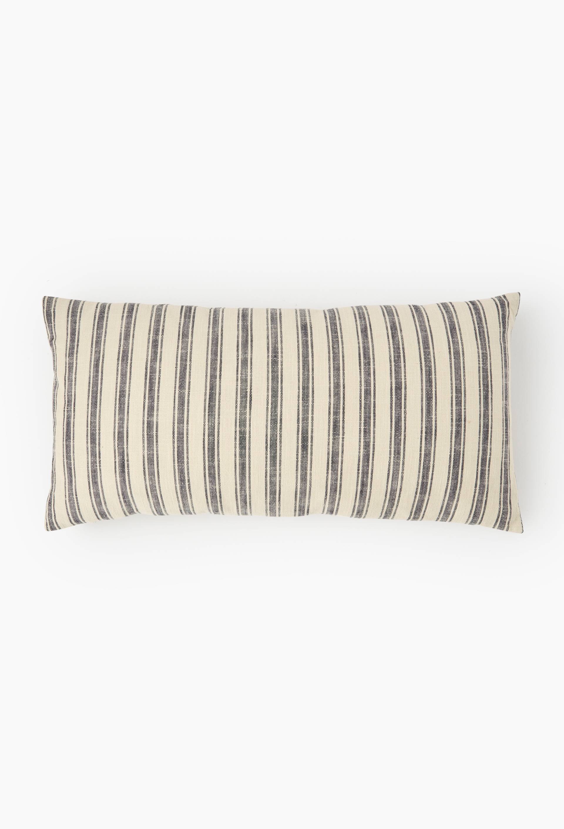 Coussin rectangulaire fines rayures, 35x70cm, 100% polyester, Noir, large image number 0.0