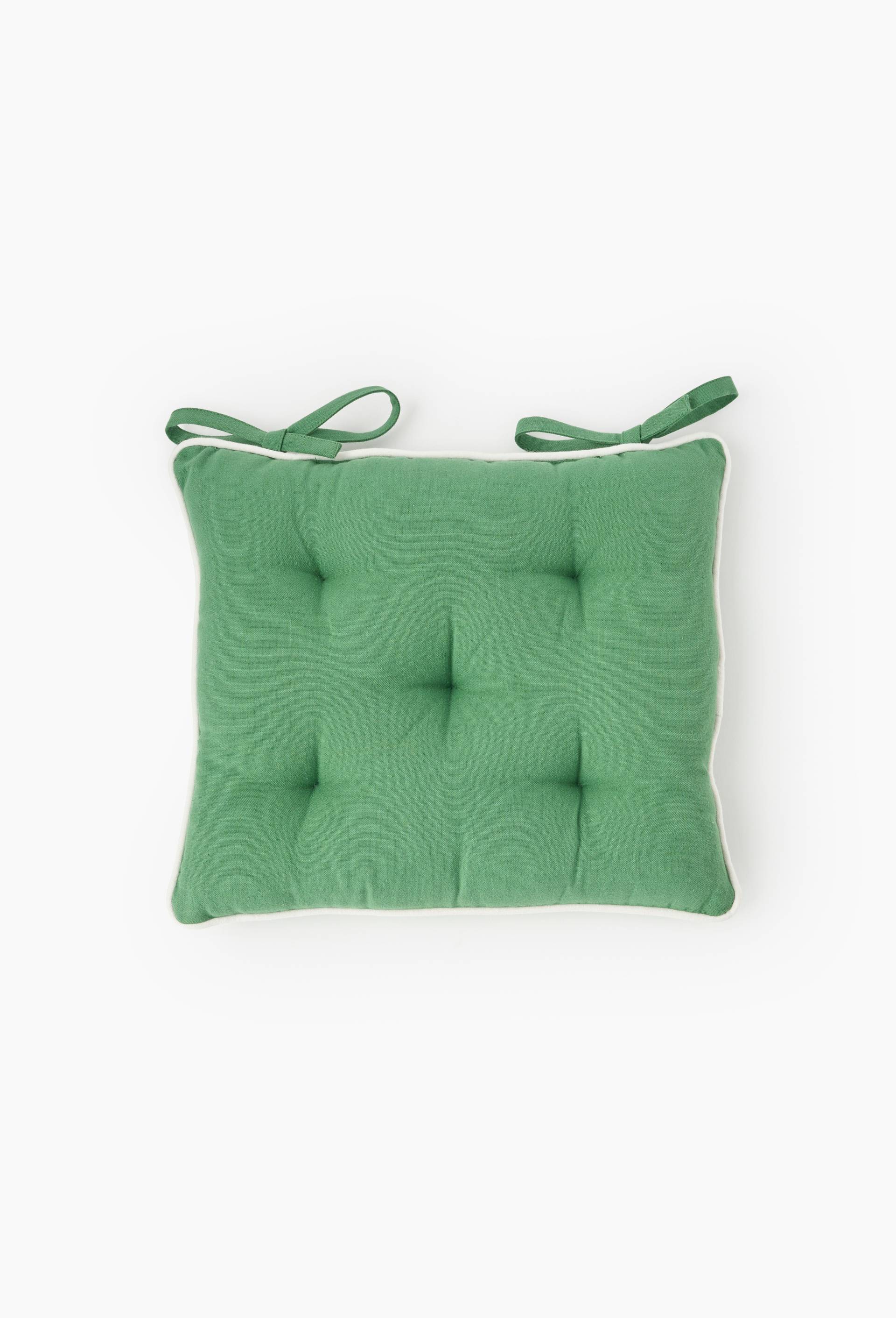 Galette de chaise, 41x34cm, 100% coton, Vert, large image number 0
