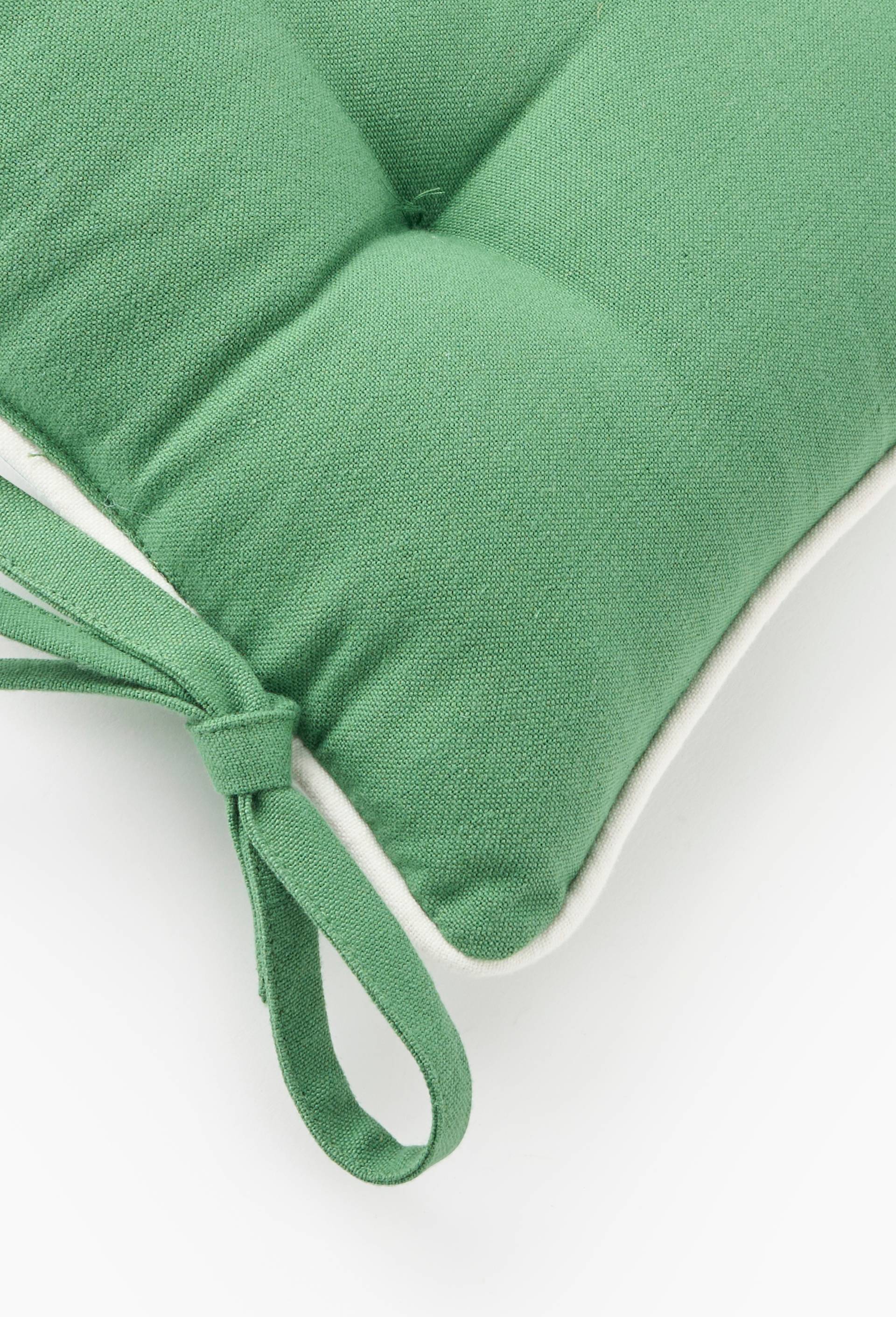 Galette de chaise, 41x34cm, 100% coton, Vert, large image number 1
