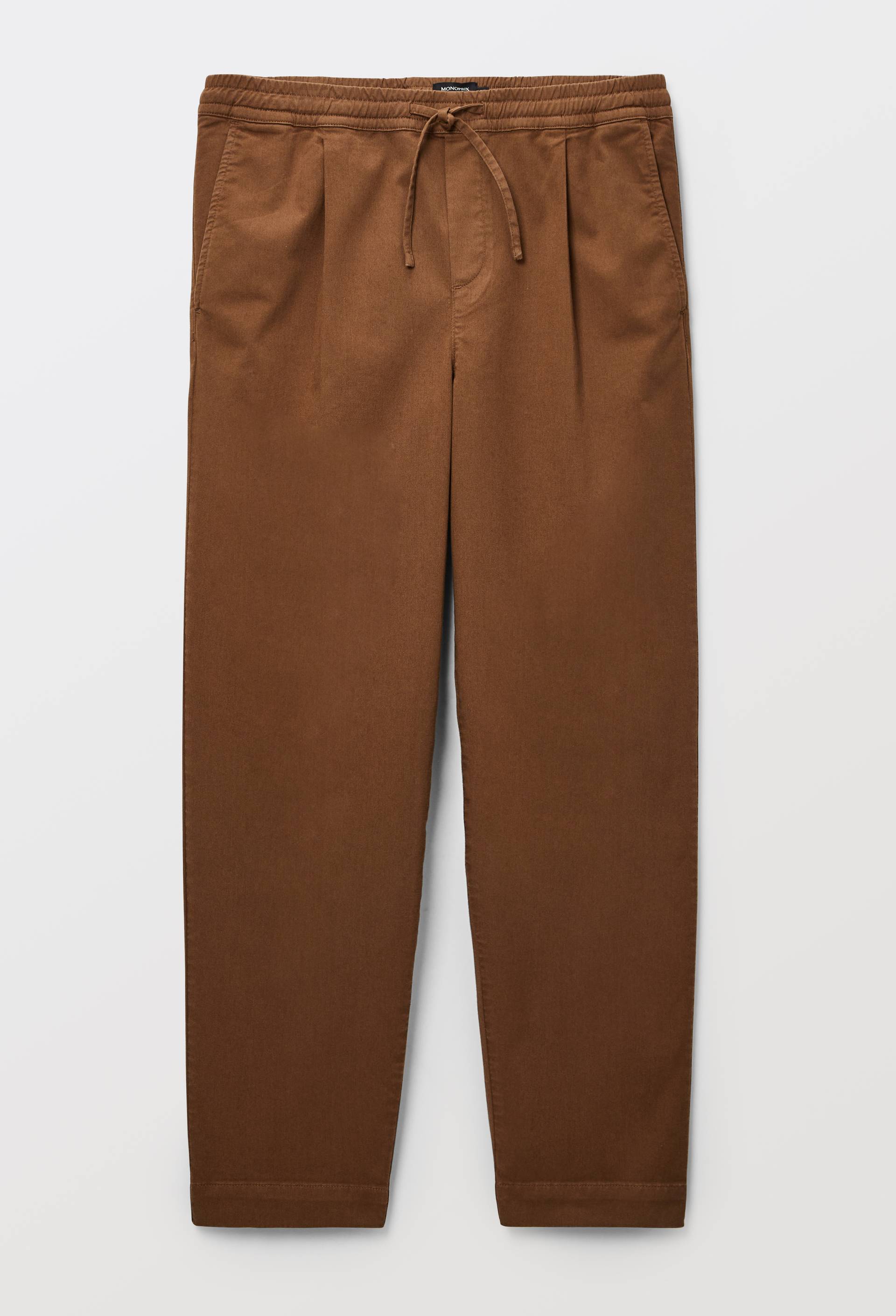Pantalon &agrave; plis taille &eacute;lastiqu&eacute;e, Brun fonc&eacute;, large image number 3